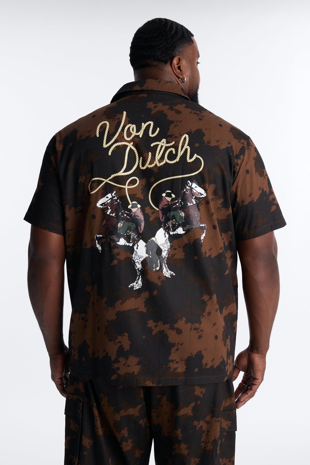 Von Dutch Rodeo Dual Cuban Button Up - Brown