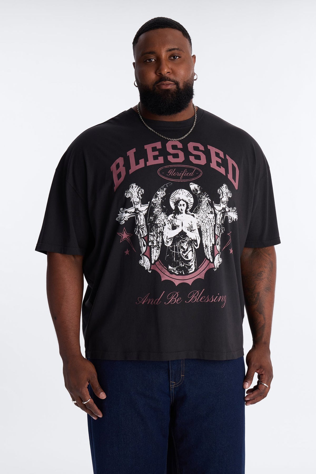 Blessed Glorified Oversized Short Sleeve Tee - Black Wash