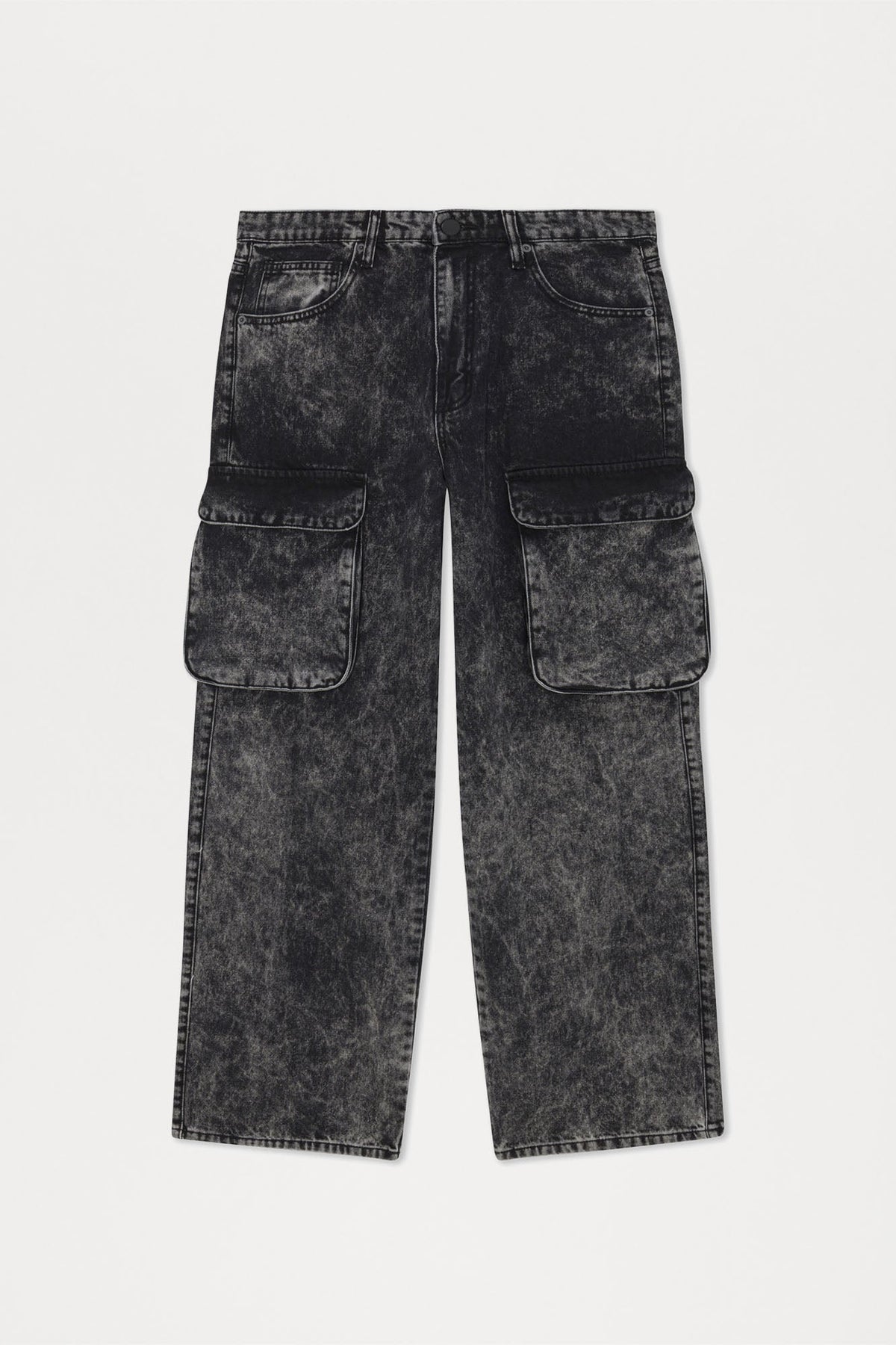 Baggy Clover Cargo Jeans - Black