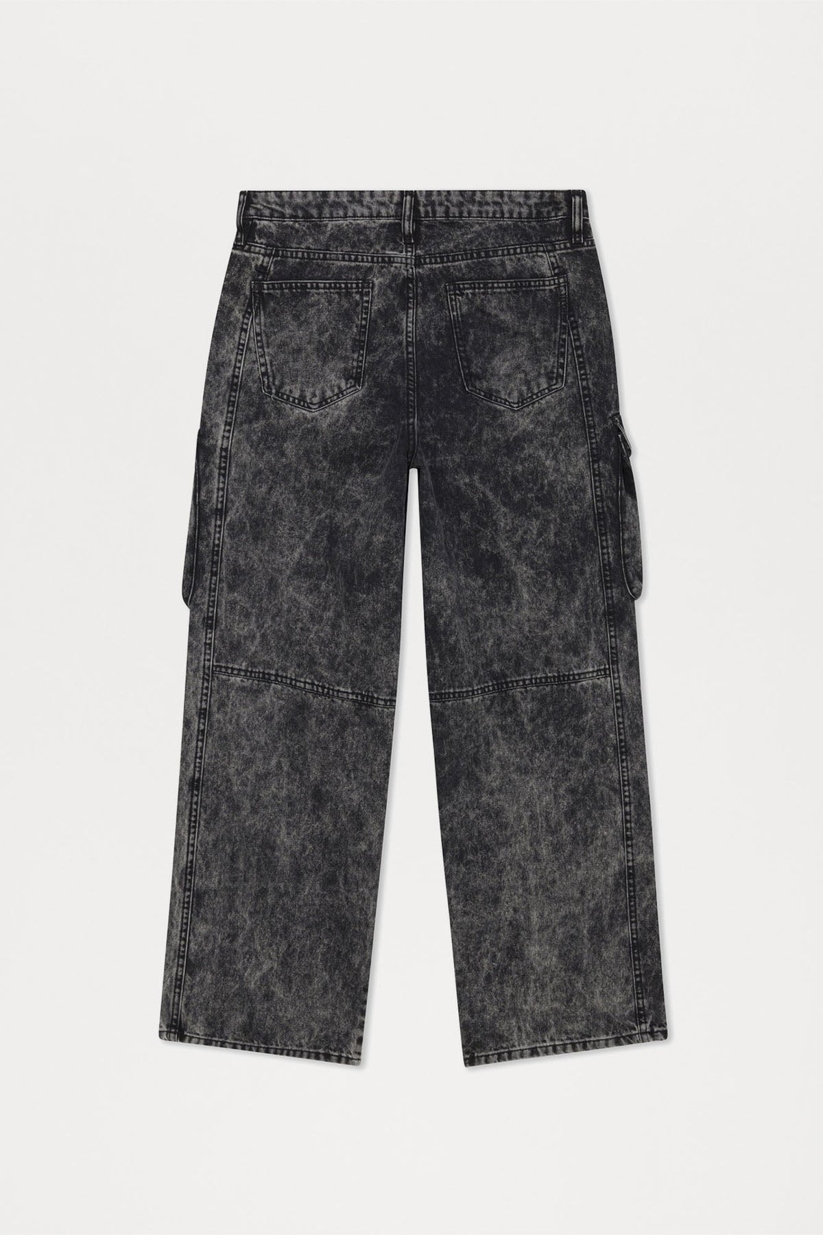 Baggy Clover Cargo Jeans - Black