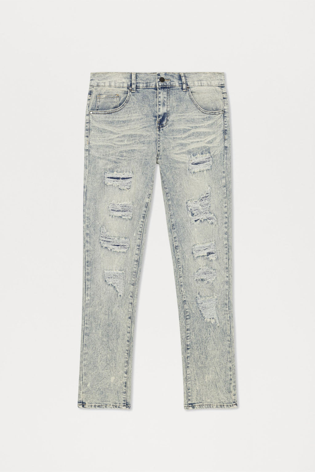 Can't Be Distressed Slim Jeans - Acid Wash Blue