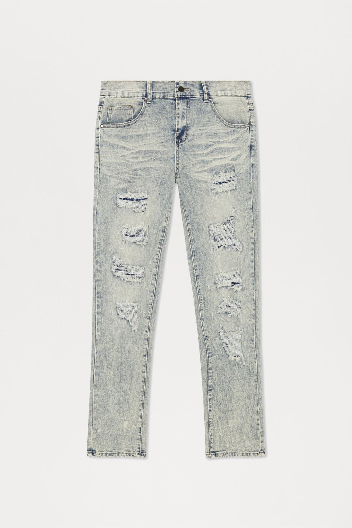 Can't Be Distressed Slim Jeans - Acid Wash Blue