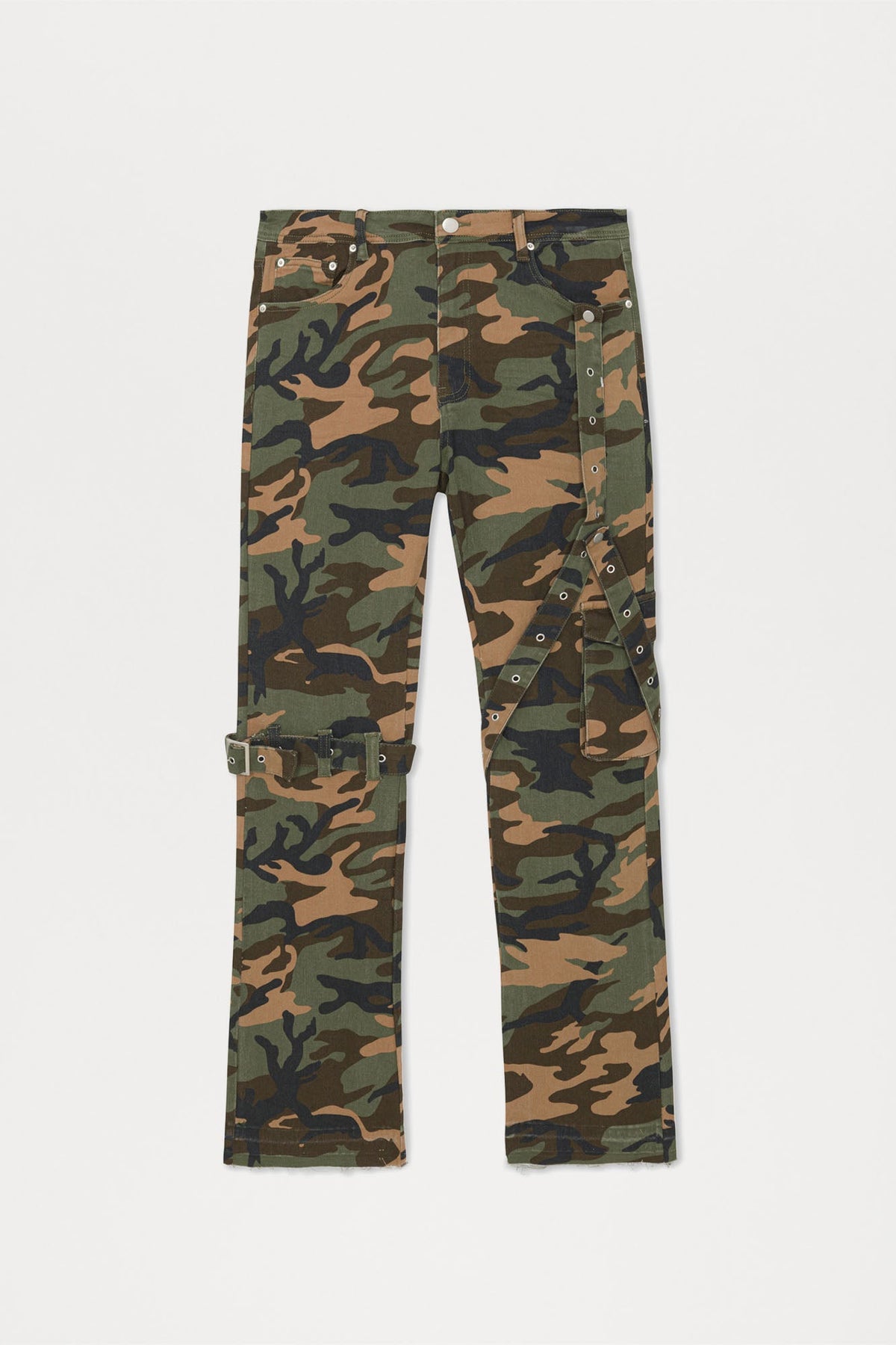 Strap Me Up Stacked Skinny Flare Jeans - Camouflage