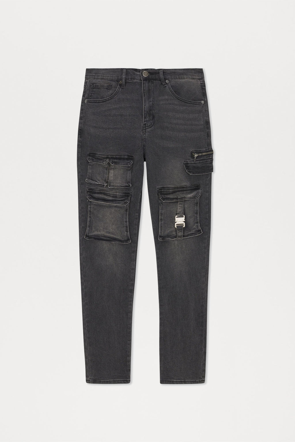 Cargo Pocket Slim Taper Jeans - Black