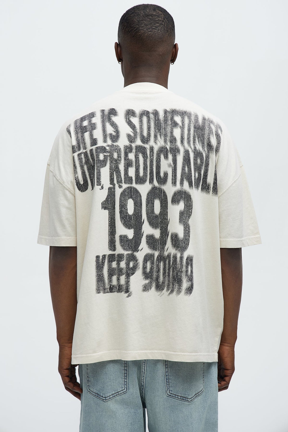 Unpredictable 1993 Oversized Short Sleeve Tee - Cream