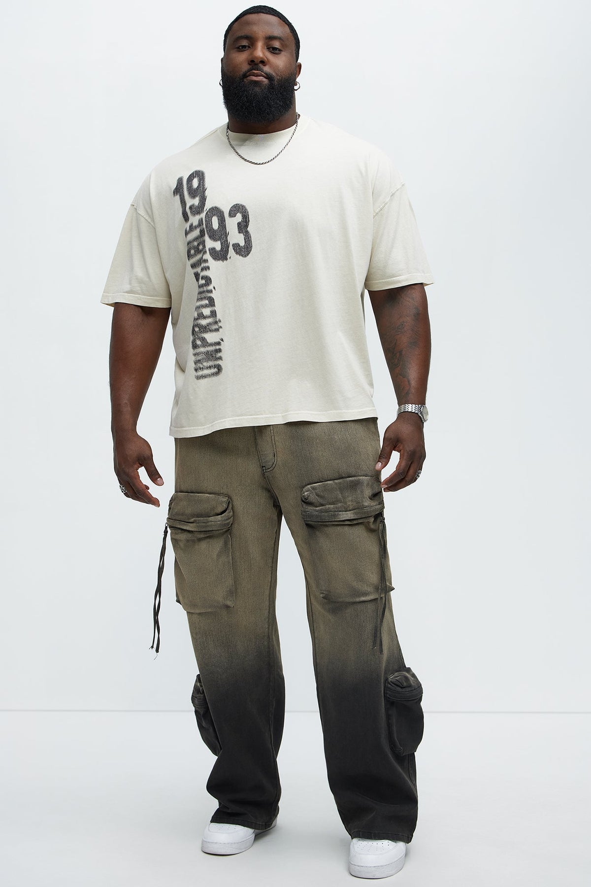 Unpredictable 1993 Oversized Short Sleeve Tee - Cream