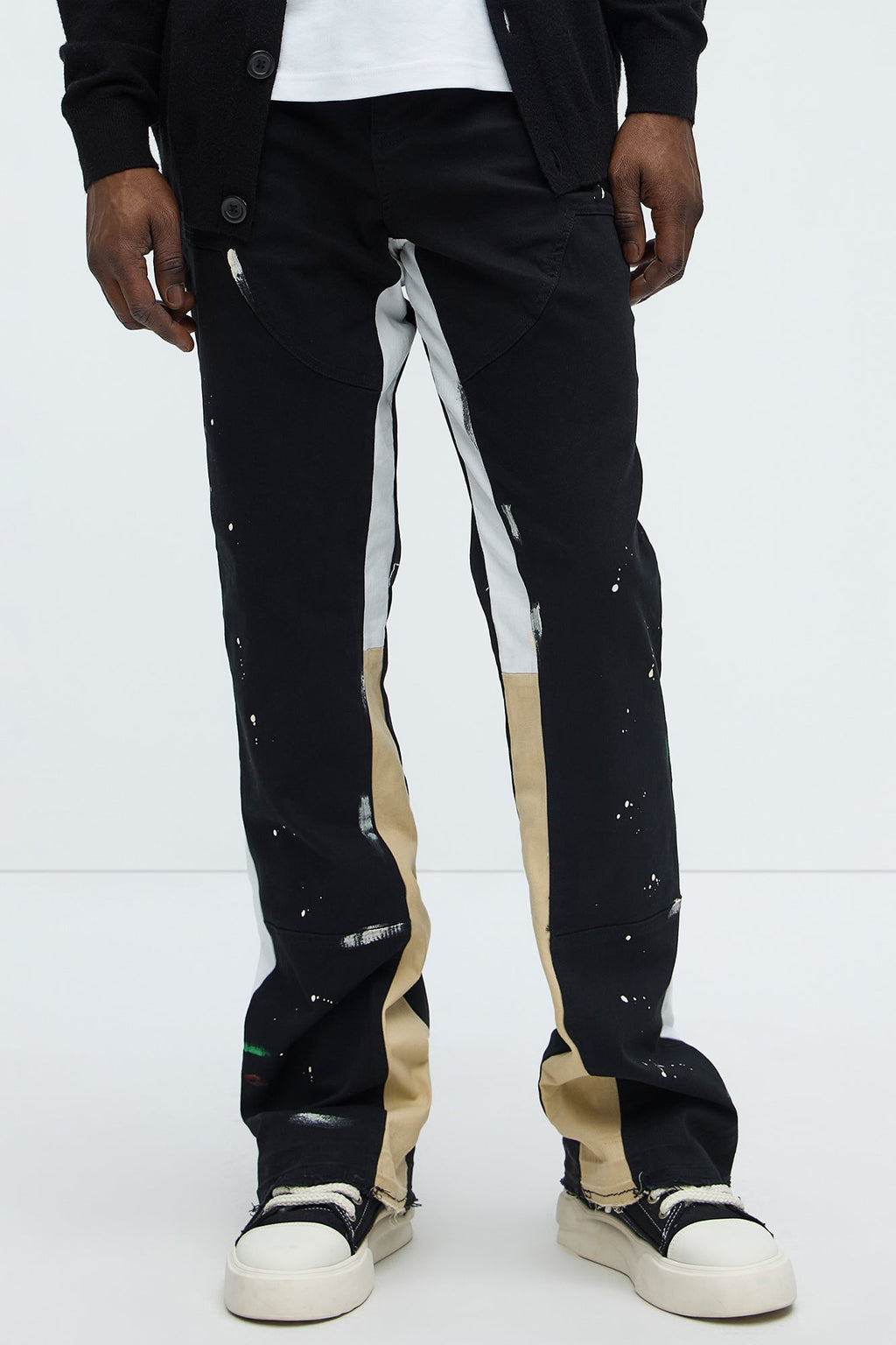 Both Ways Slim Stacked Flared Pants - Black/combo