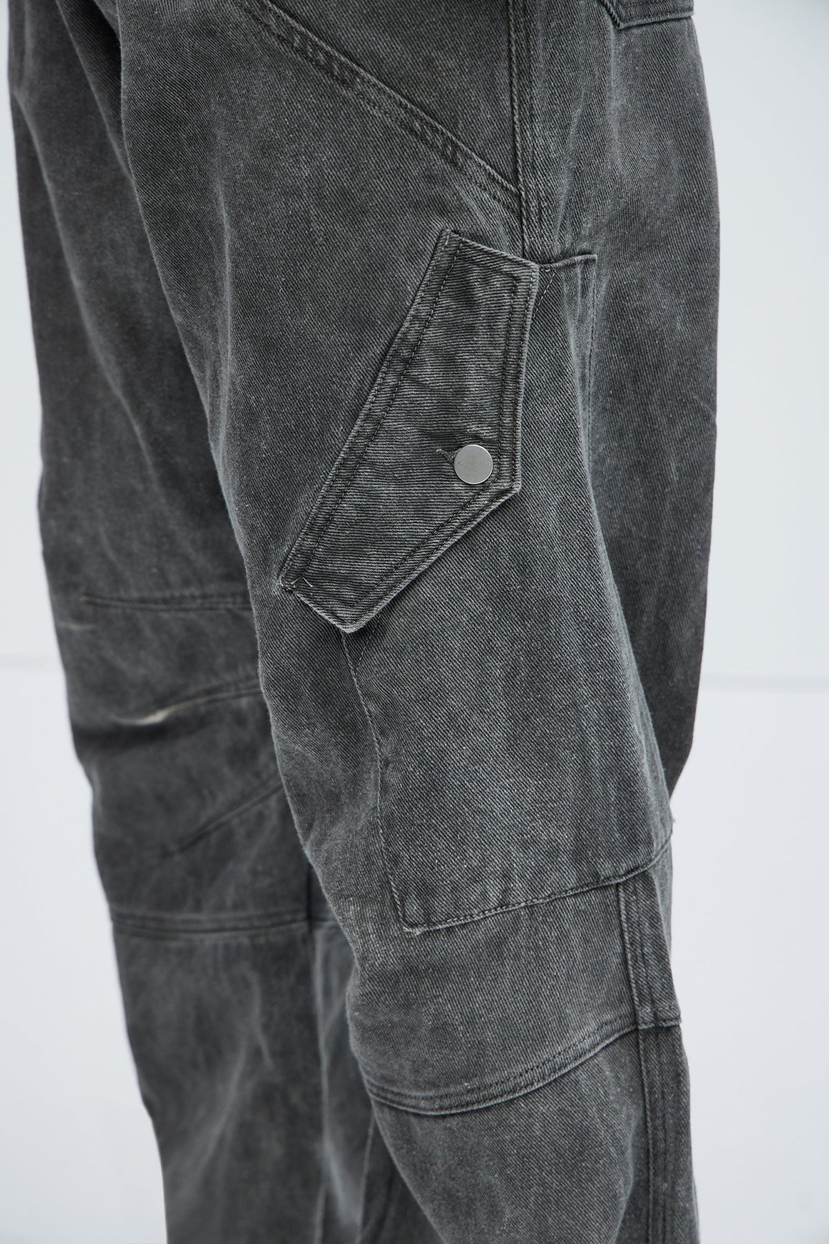 Overdyed Utility Baggy Cargo Pants - Grey