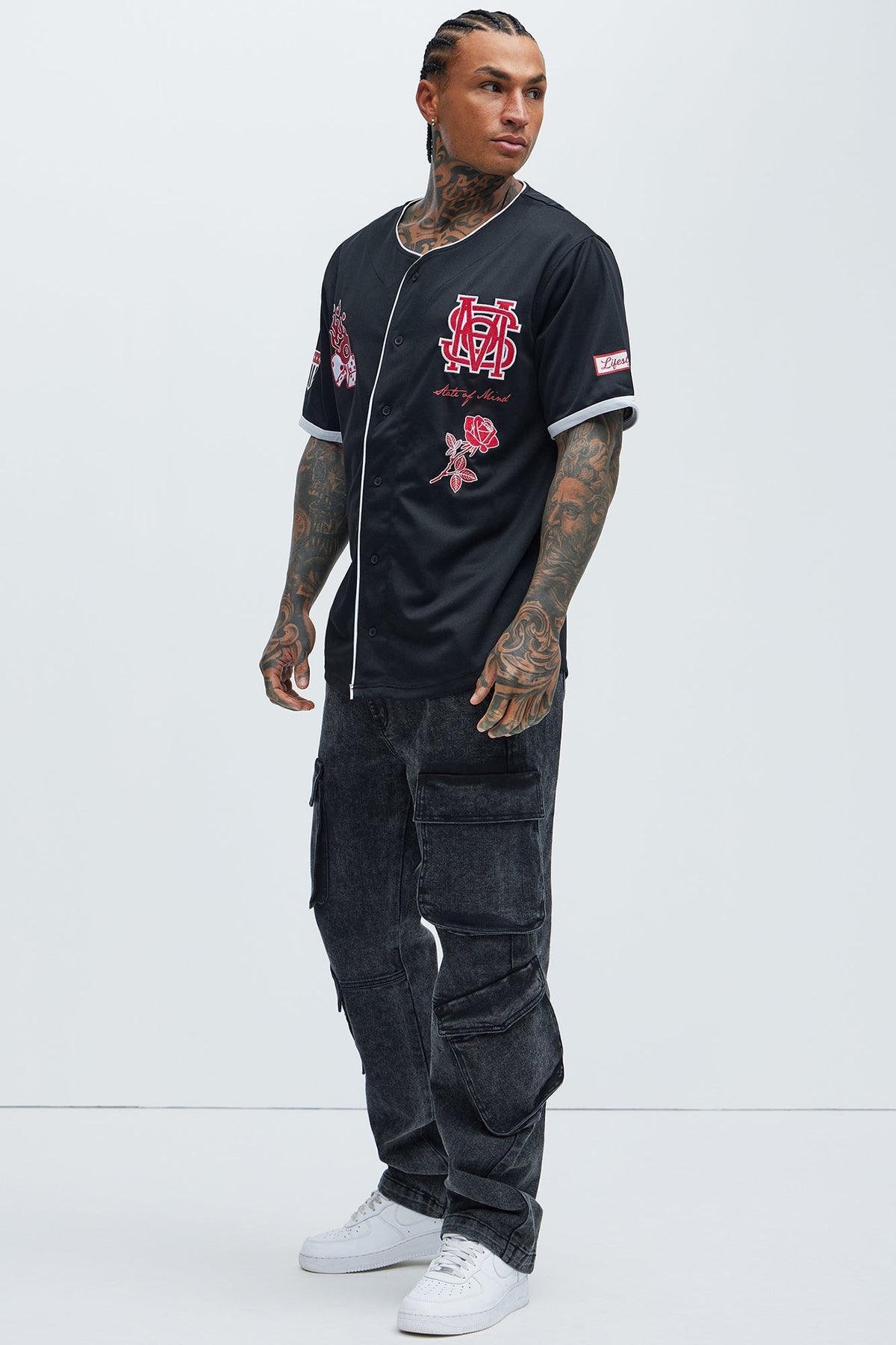 Black Jack Mike Straight Cargo Jeans - Black Wash