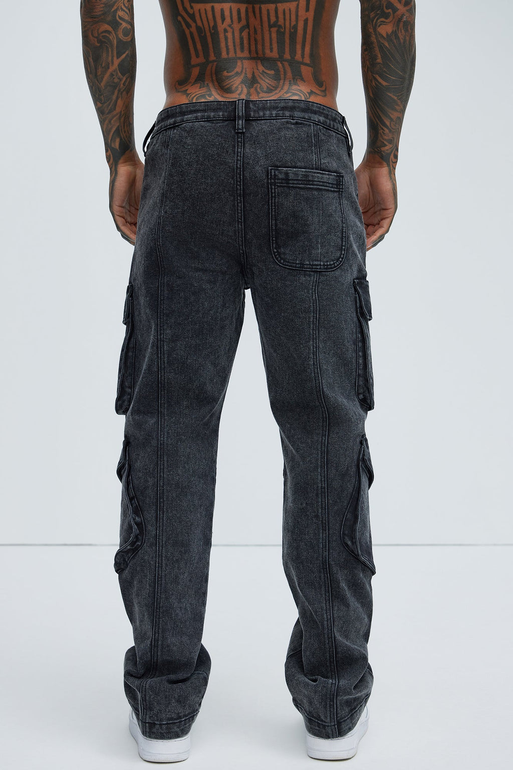 Black Jack Mike Straight Cargo Jeans - Black Wash