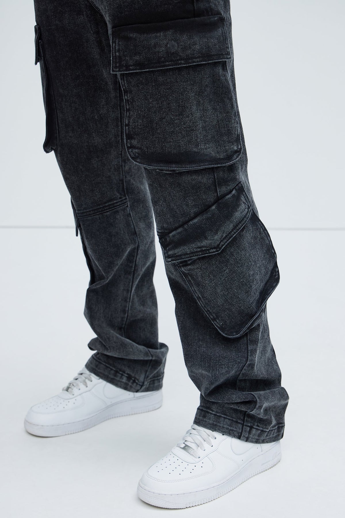 Black Jack Mike Straight Cargo Jeans - Black Wash