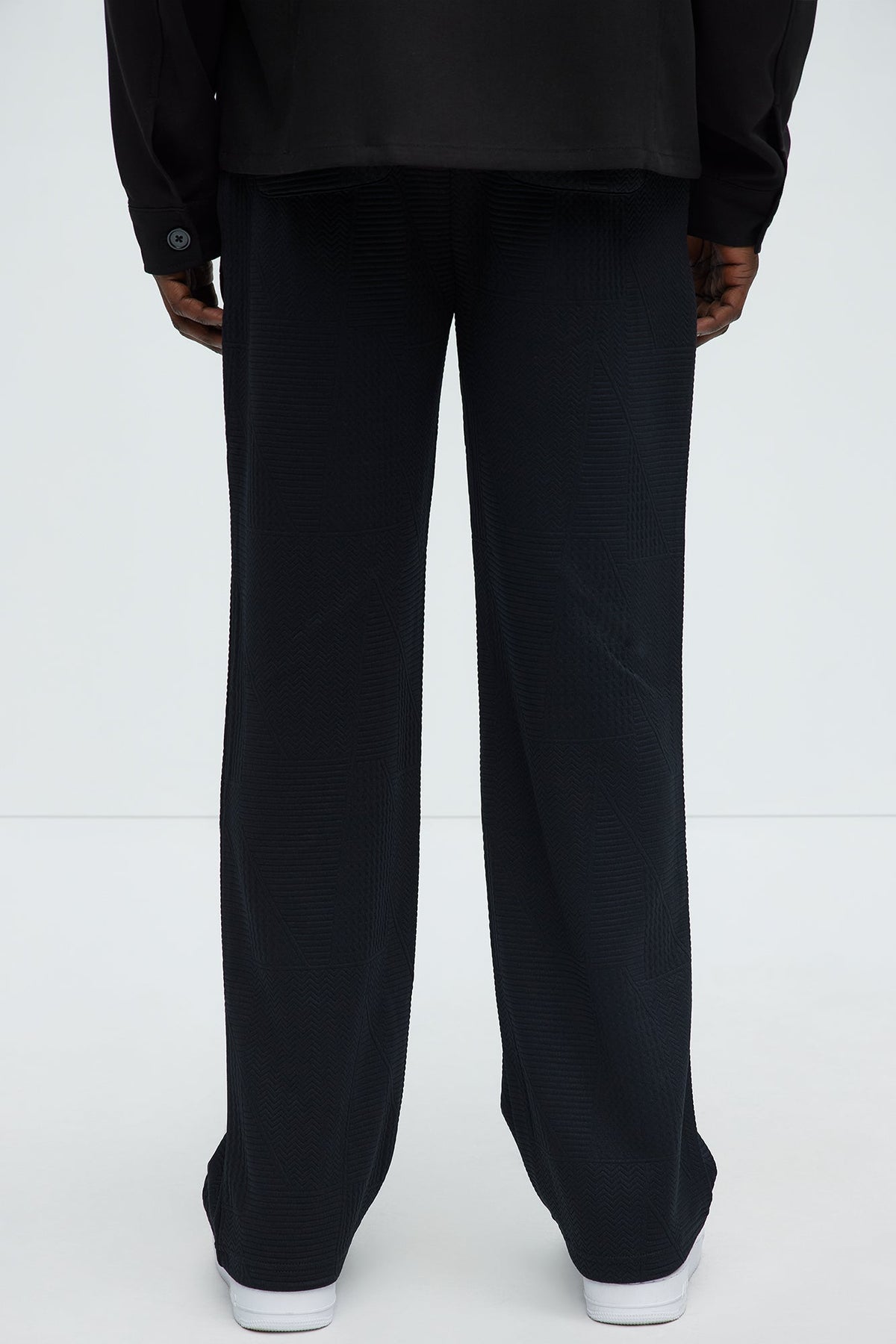 Textured Triangles Slim Pants - Black