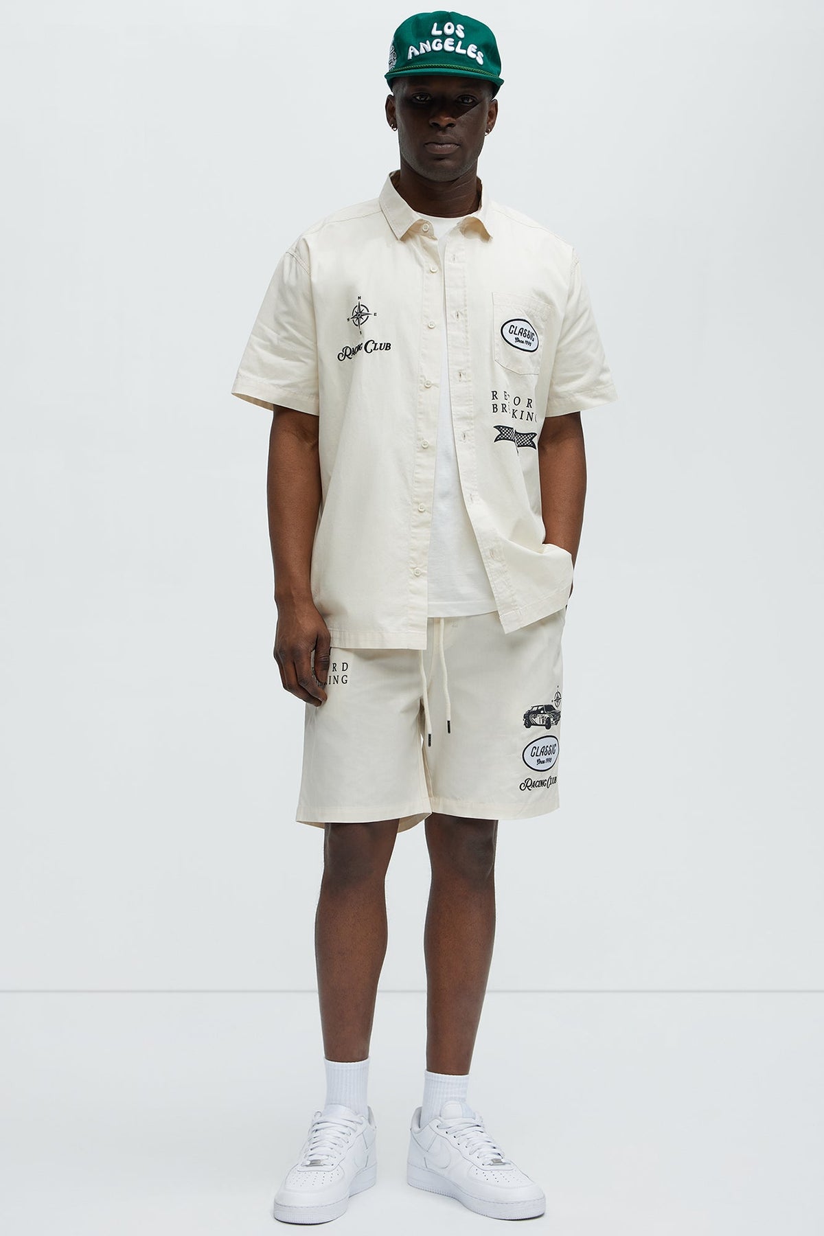 Racing Club Relaxed Drawstring Shorts - Cream