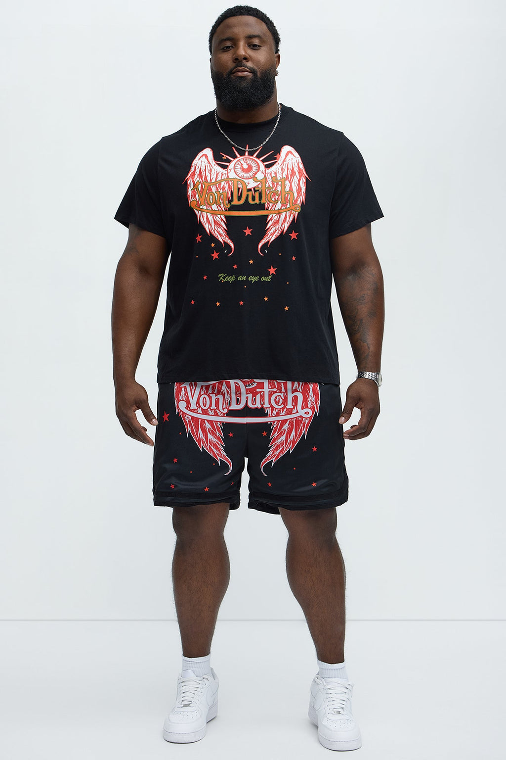 Von Dutch Eyeball Relaxed Drawstring Shorts - Black