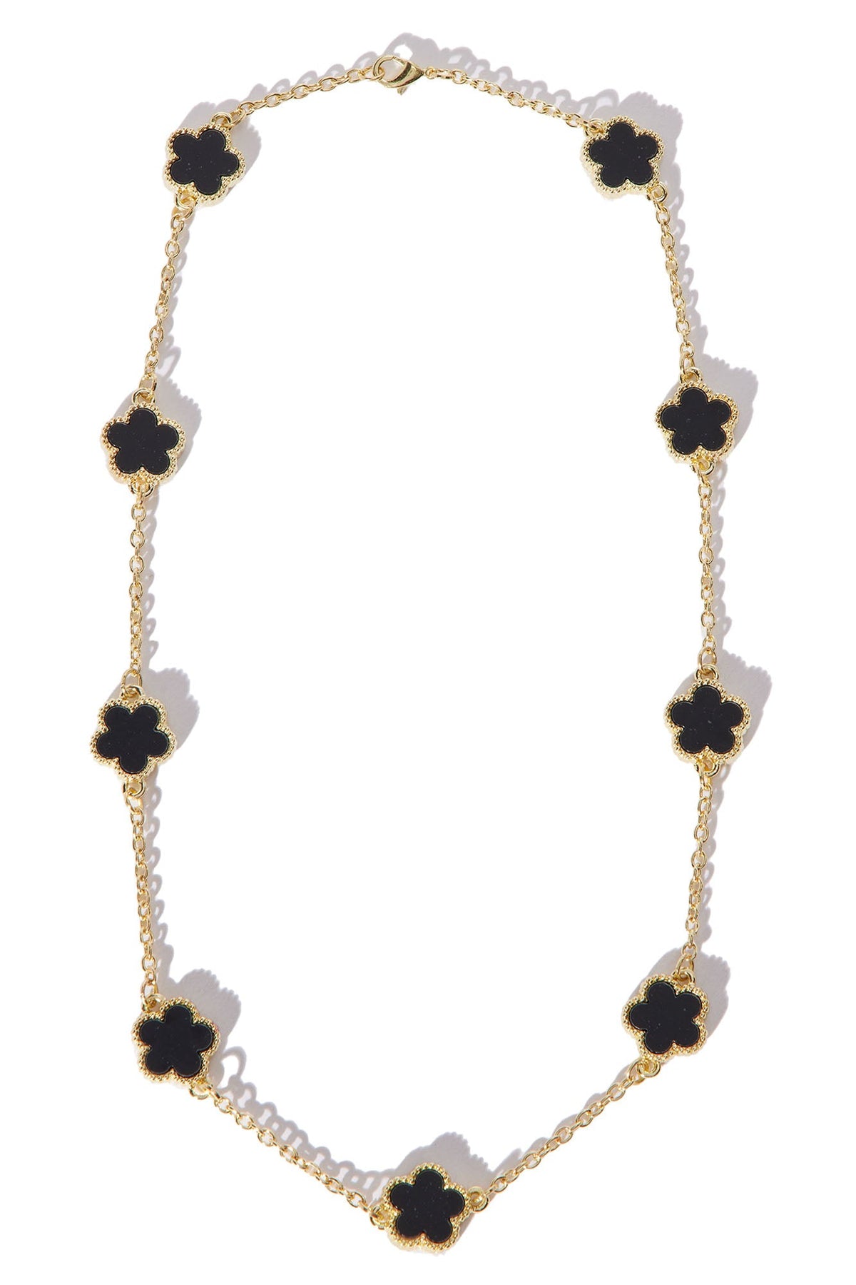 Iced Multi Clover Chain Necklace - Gold/Black