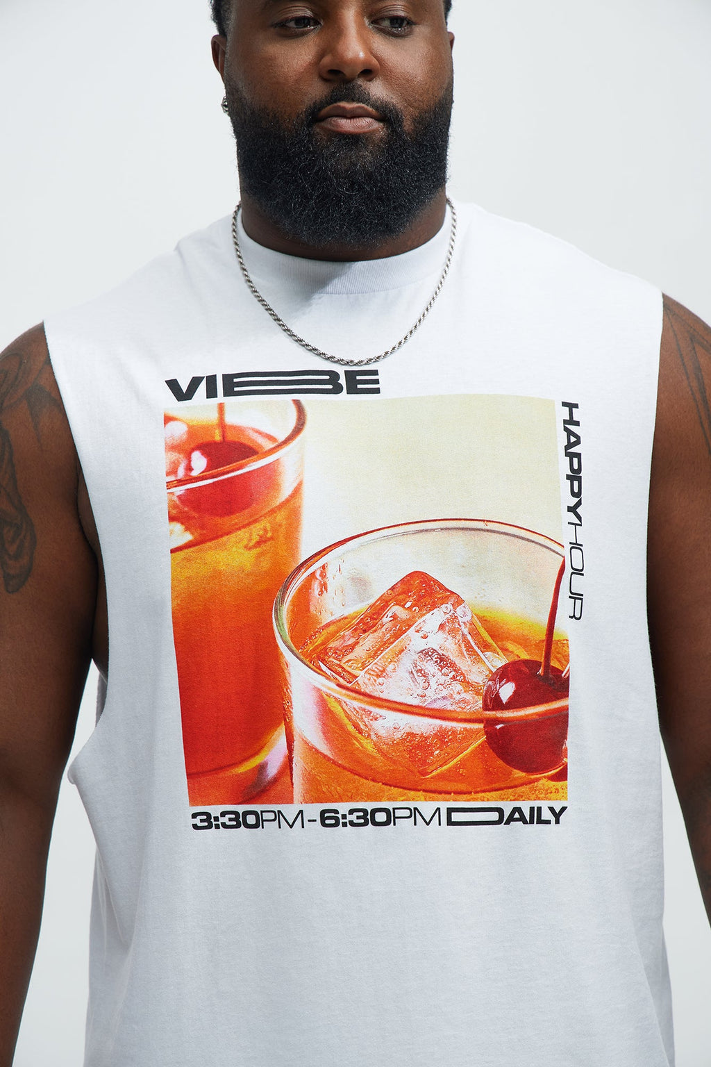 Vibe Happy Hour Muscle Tee - White