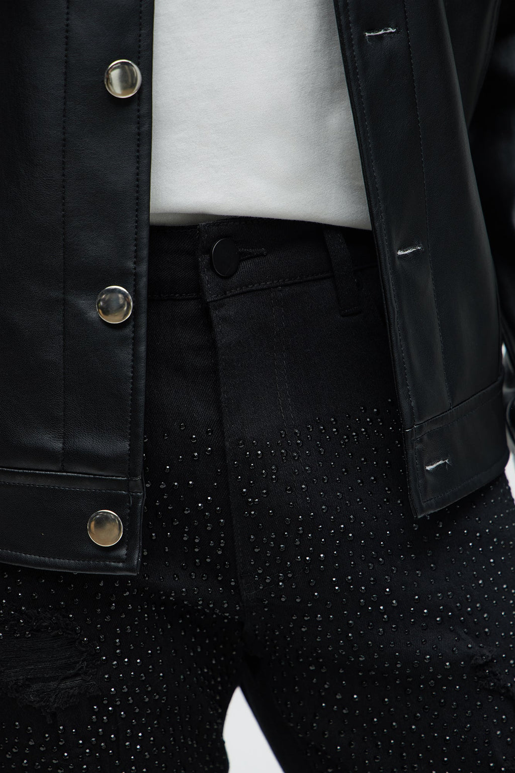 Stacked Skinny Flare On My Bling Distressed Jeans - Black