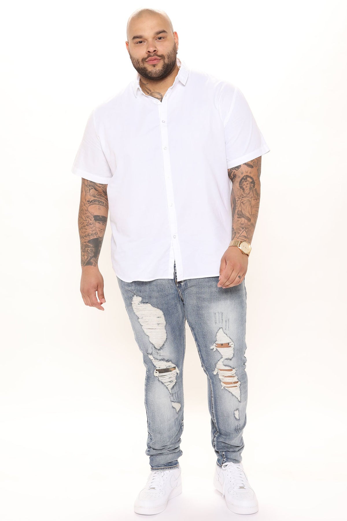 Ryland Short Sleeve Button Up Shirt - White