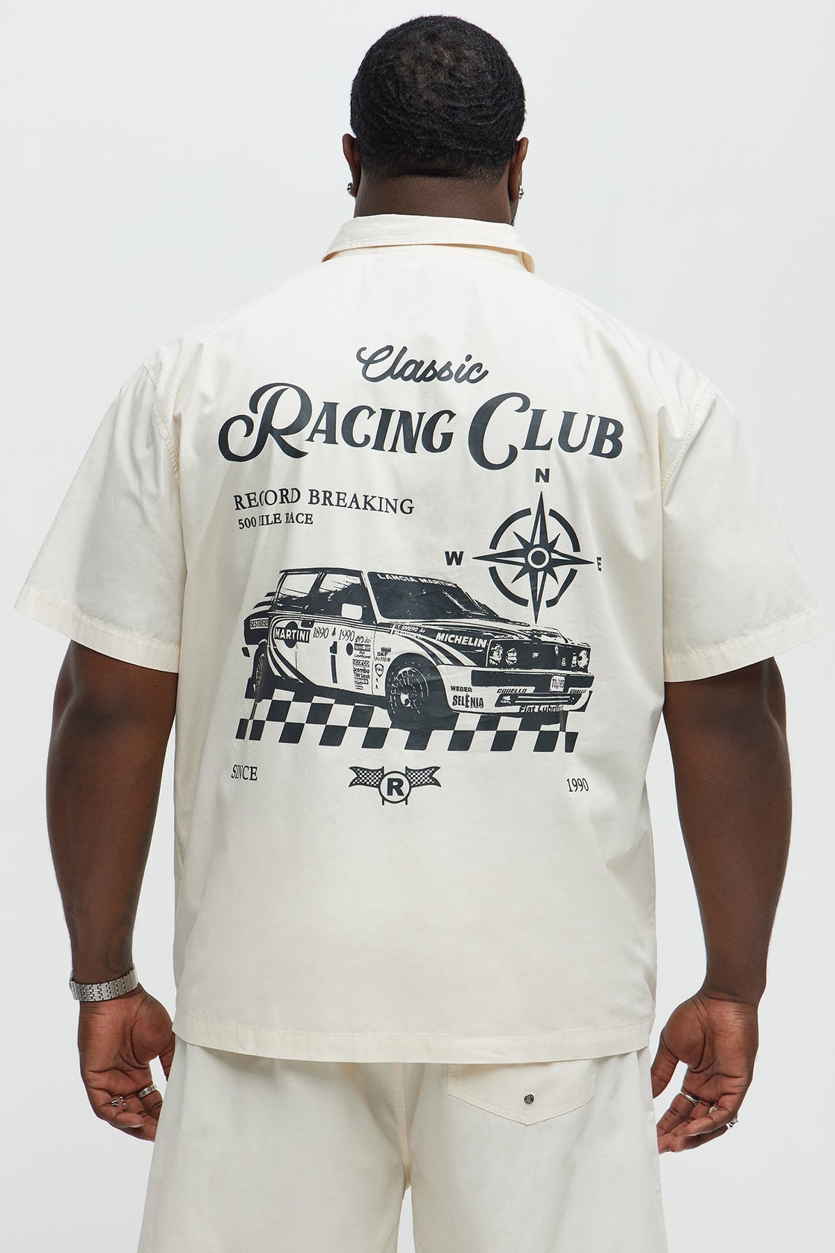 Racing Club Short Sleeve Button Up Shirt - Cream