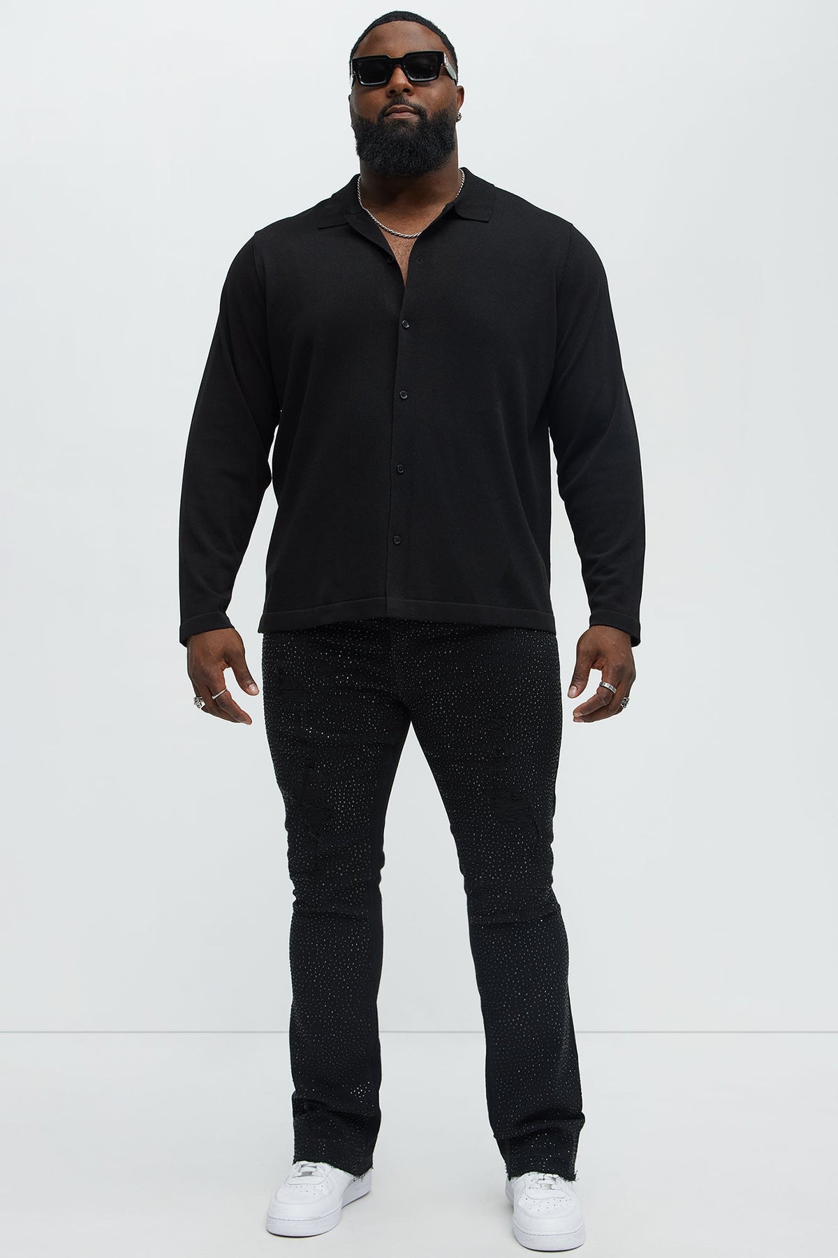 Stacked Skinny Flare On My Bling Distressed Jeans - Black