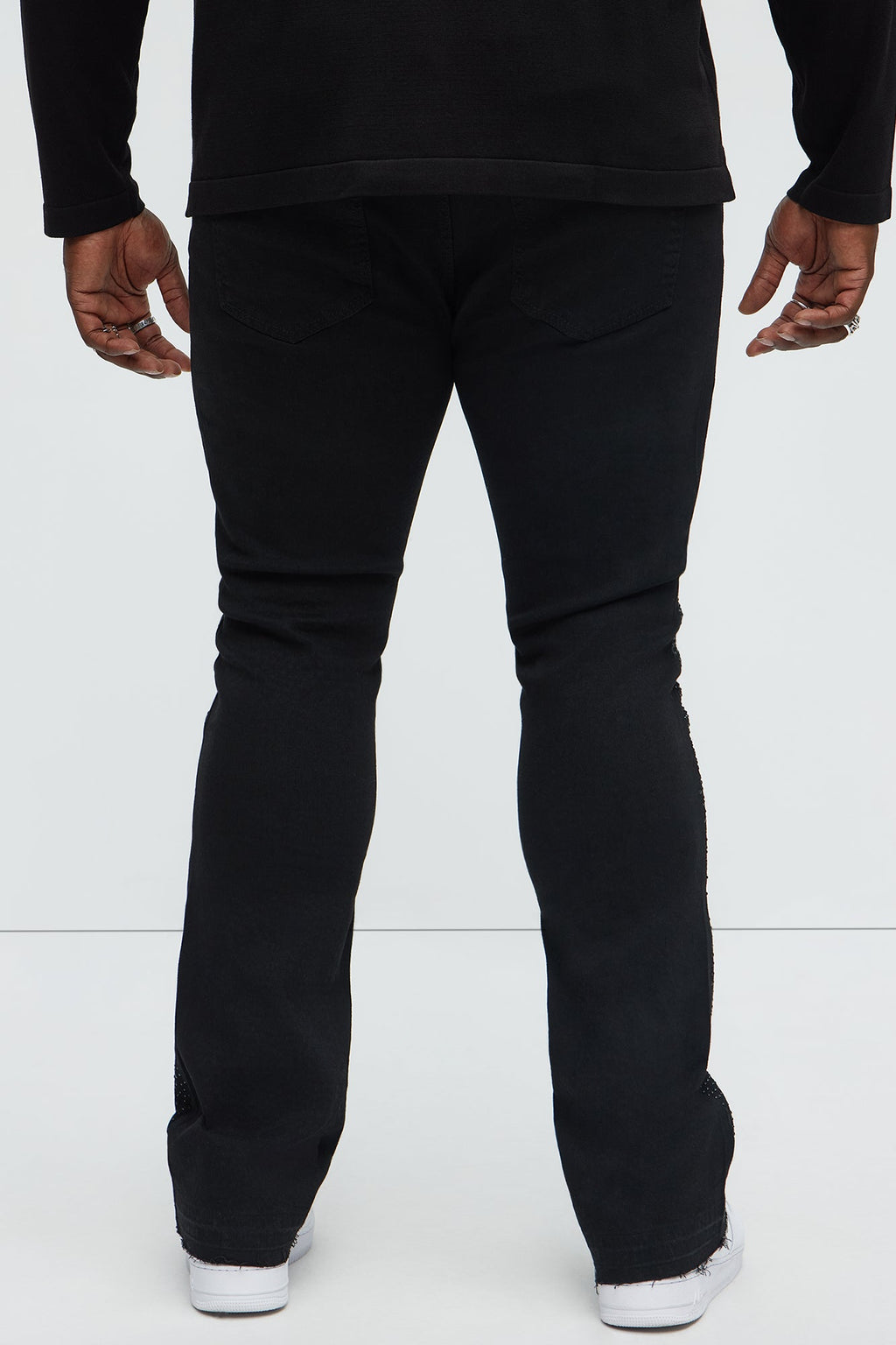 Stacked Skinny Flare On My Bling Distressed Jeans - Black