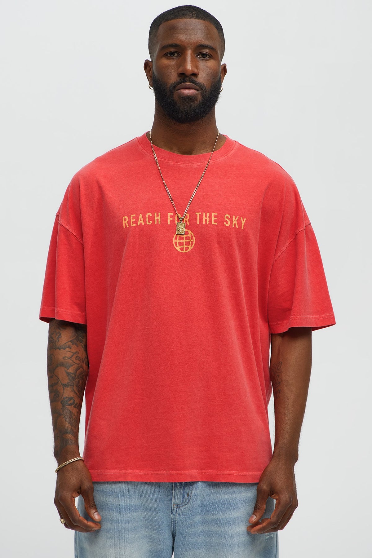 Reach For The Sky Oversized Short Sleeve Tee - Coral