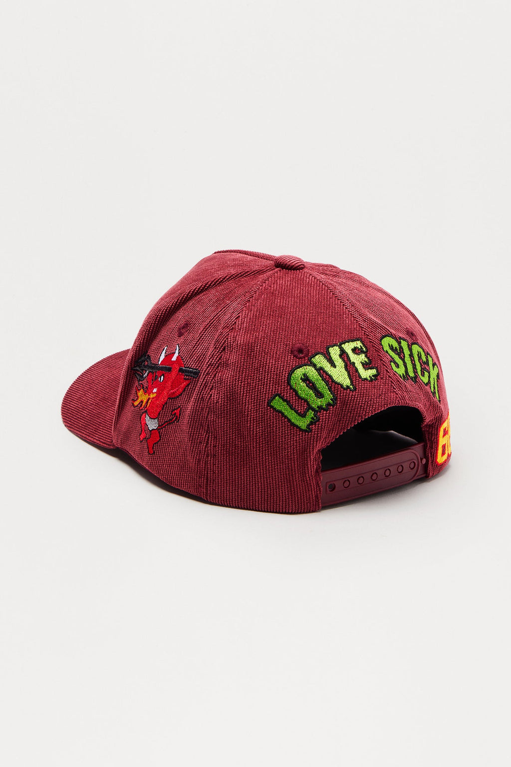 Love Sight Corduroy Snapback Hat - Burgundy