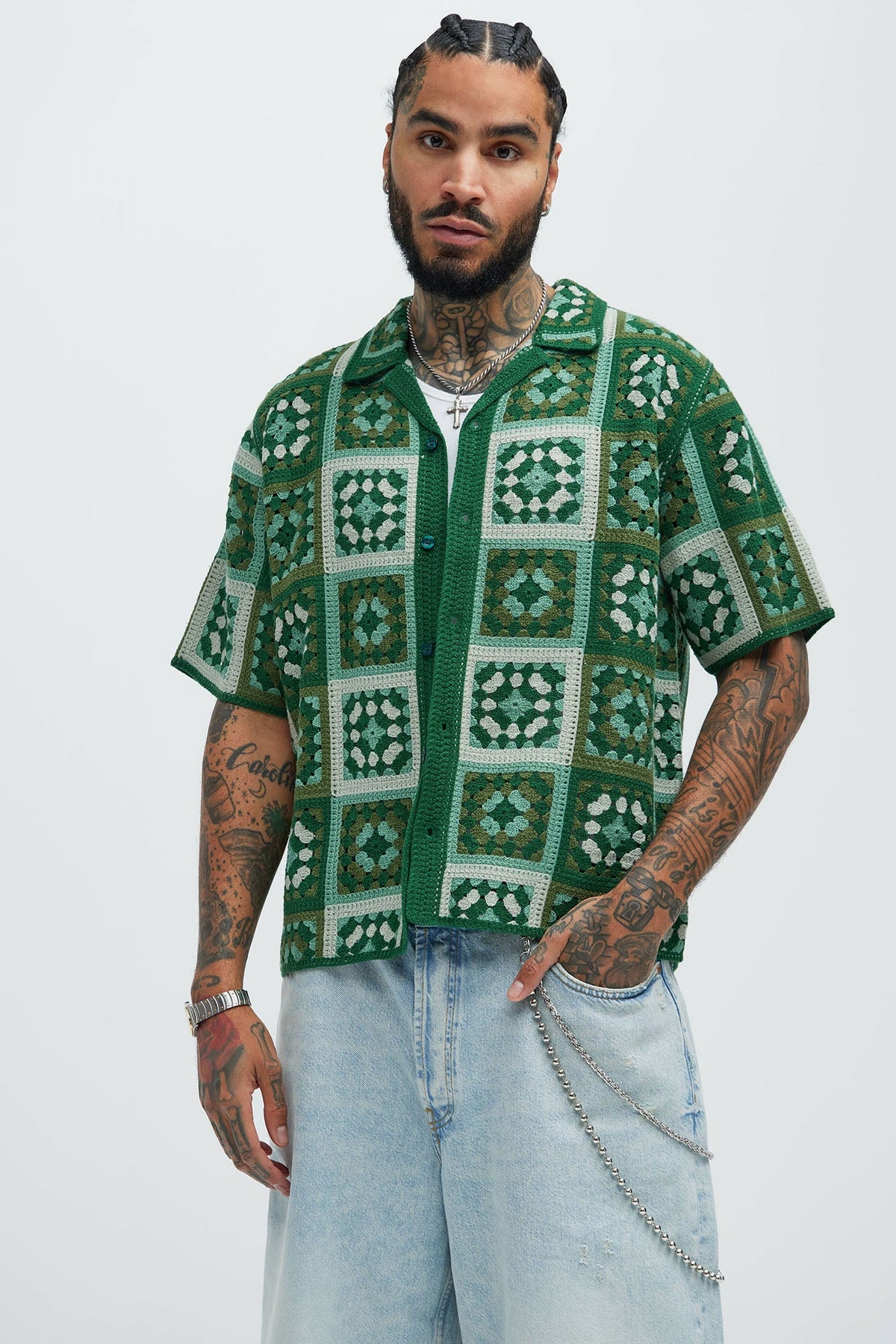 Nolan Textured Shirt - Green/combo