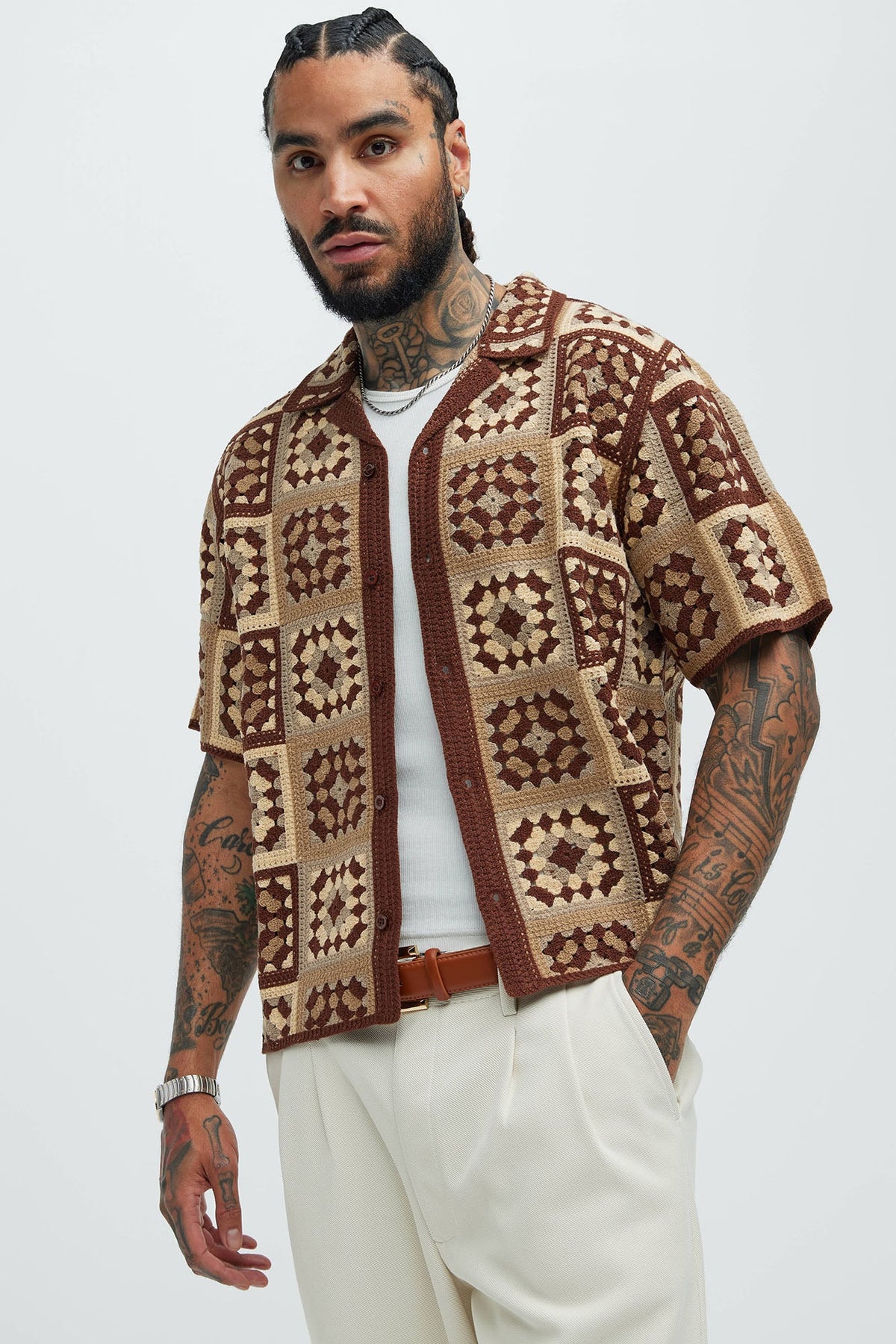 Nolan Textured Shirt - Brown/combo