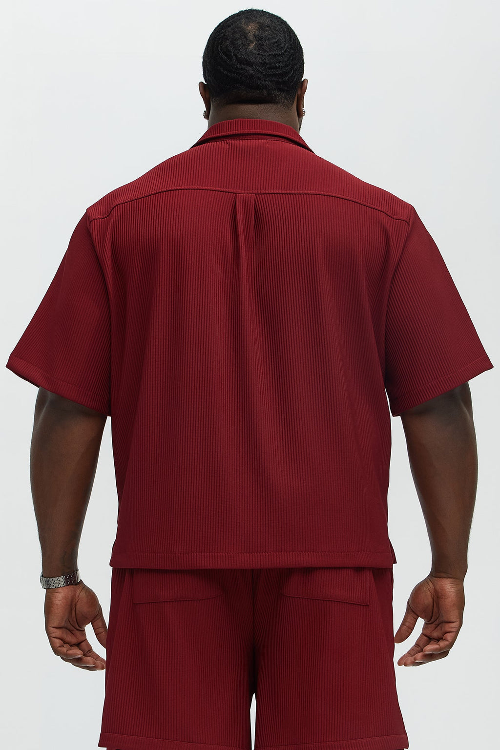 Show Up Short Sleeve Cuban Shirt - Burgundy