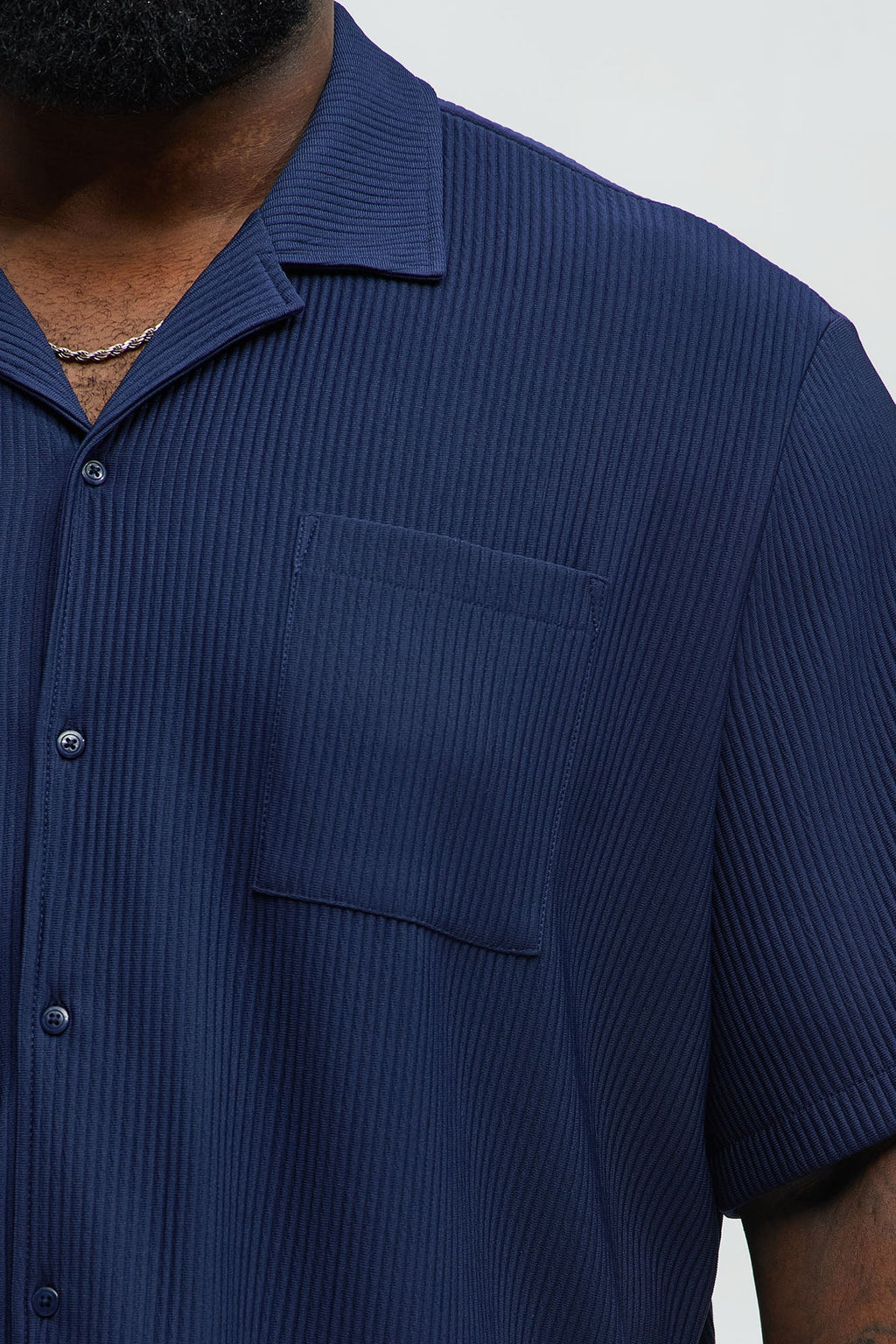 Show Up Short Sleeve Cuban Shirt - Navy