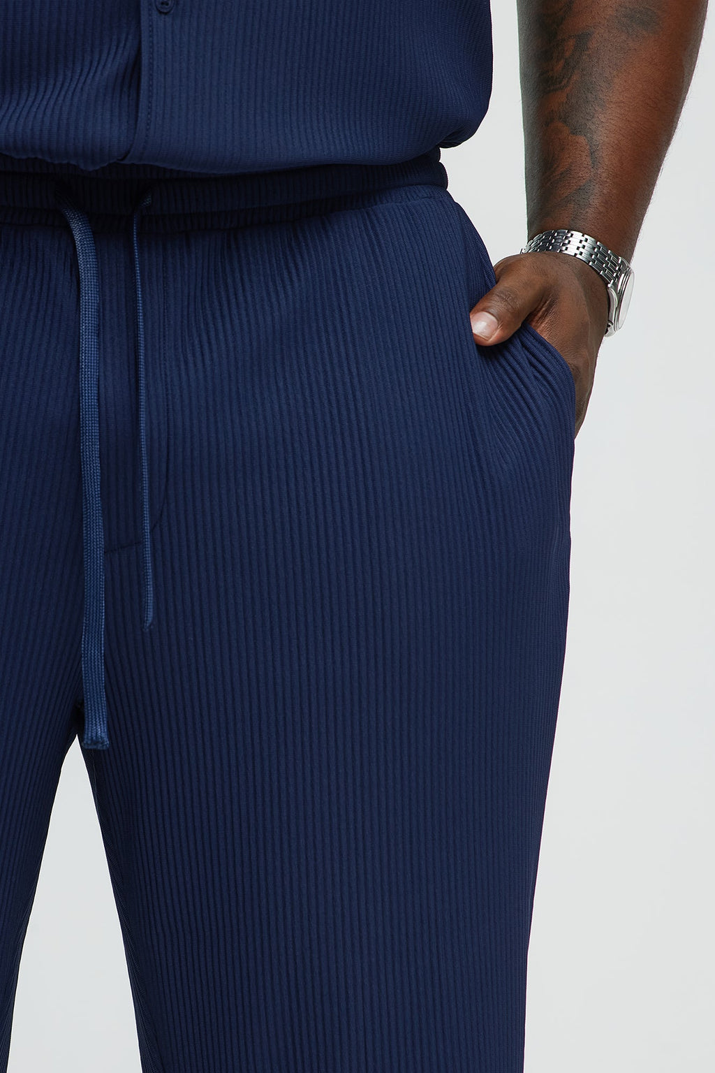 Show Up Slim Slit Pants - Navy