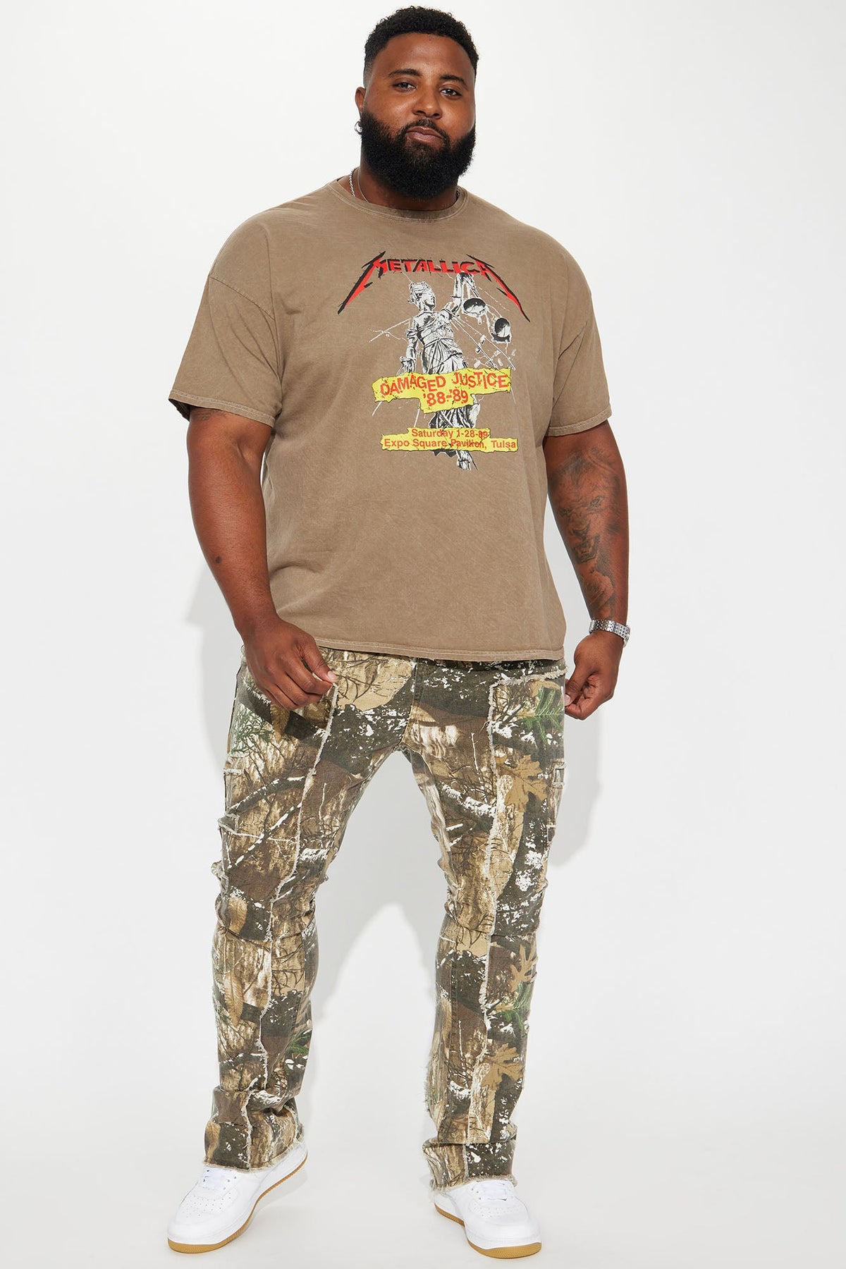 In Action Camo Stacked Skinny Flare Jeans - Camouflage