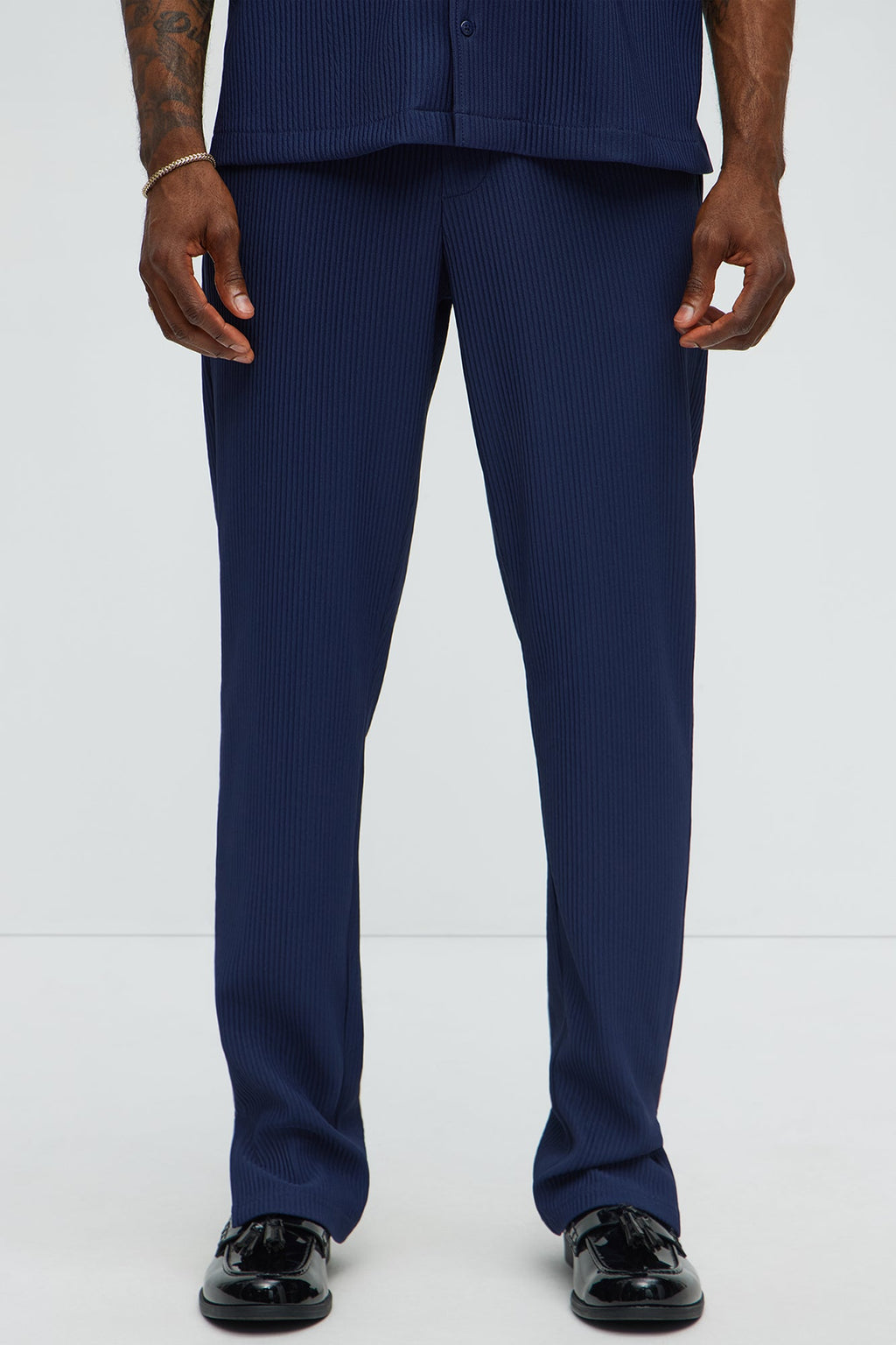 Show Up Slim Slit Pants - Navy
