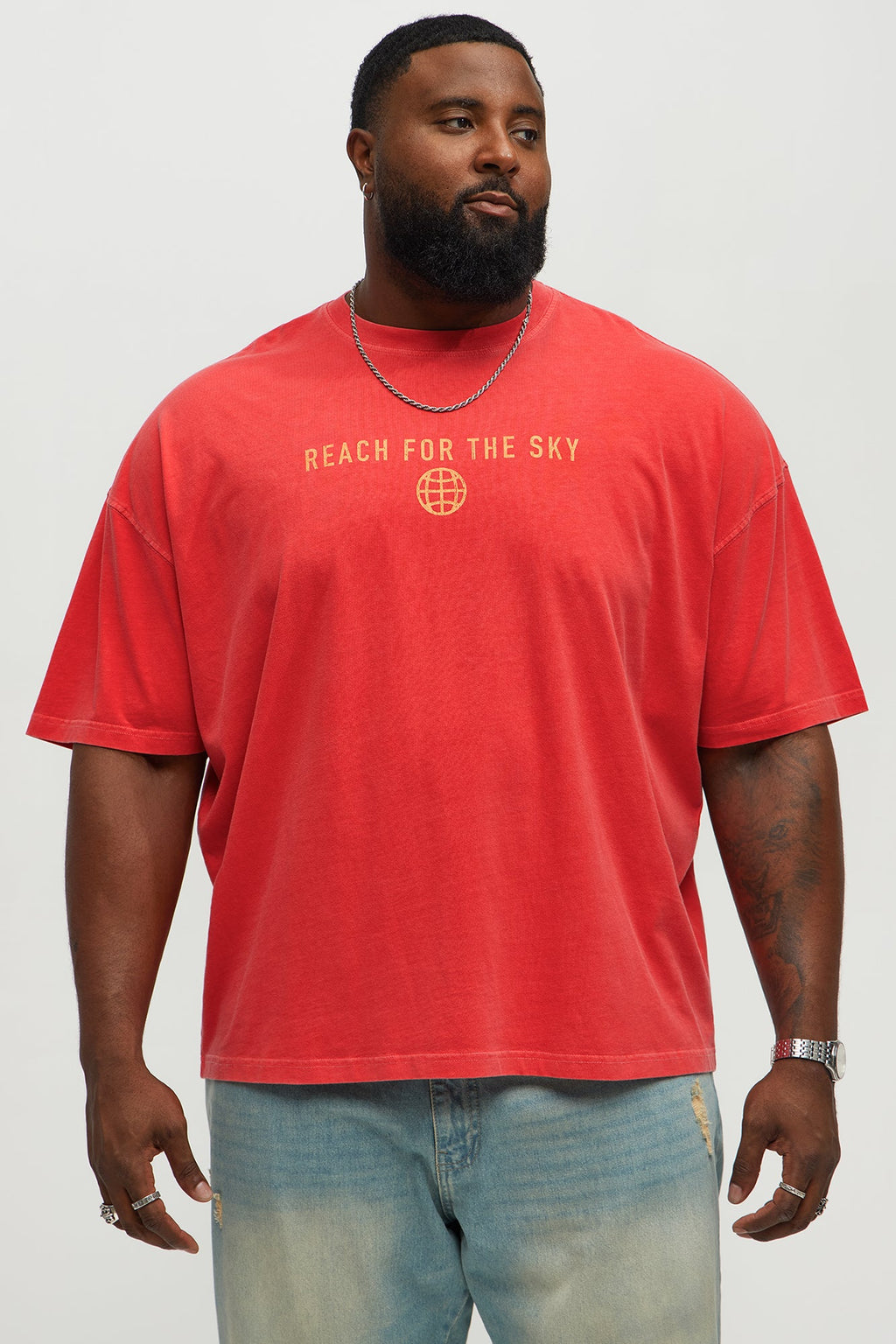Reach For The Sky Oversized Short Sleeve Tee - Coral