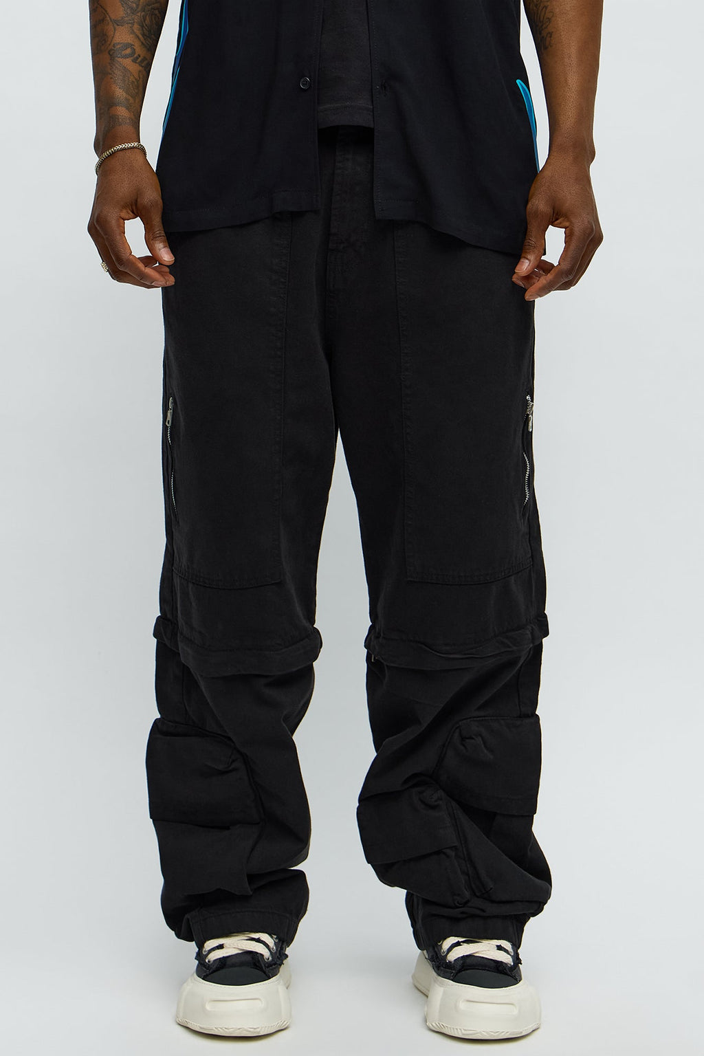 Maybe Next Time Zip Off Baggy Cargo Pants - Black