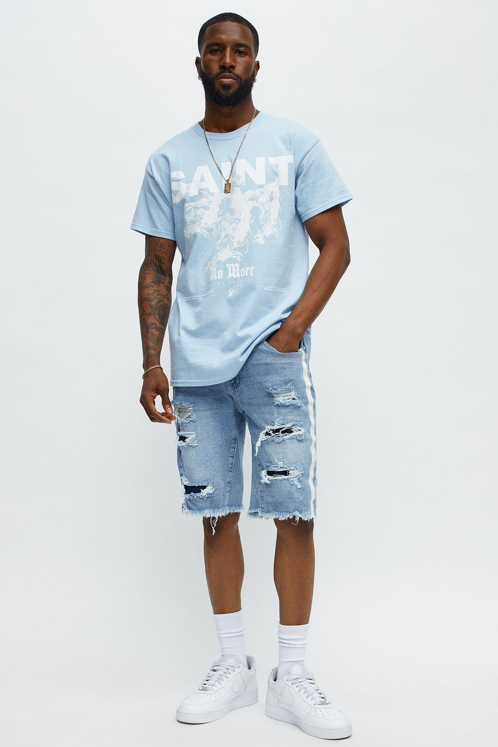 Forever Saint No More Short Sleeve Tee - Light Blue