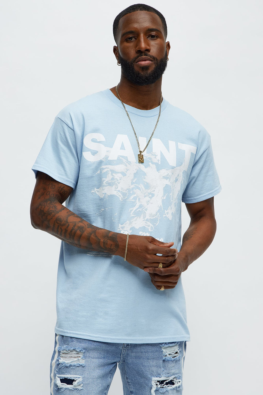 Forever Saint No More Short Sleeve Tee - Light Blue