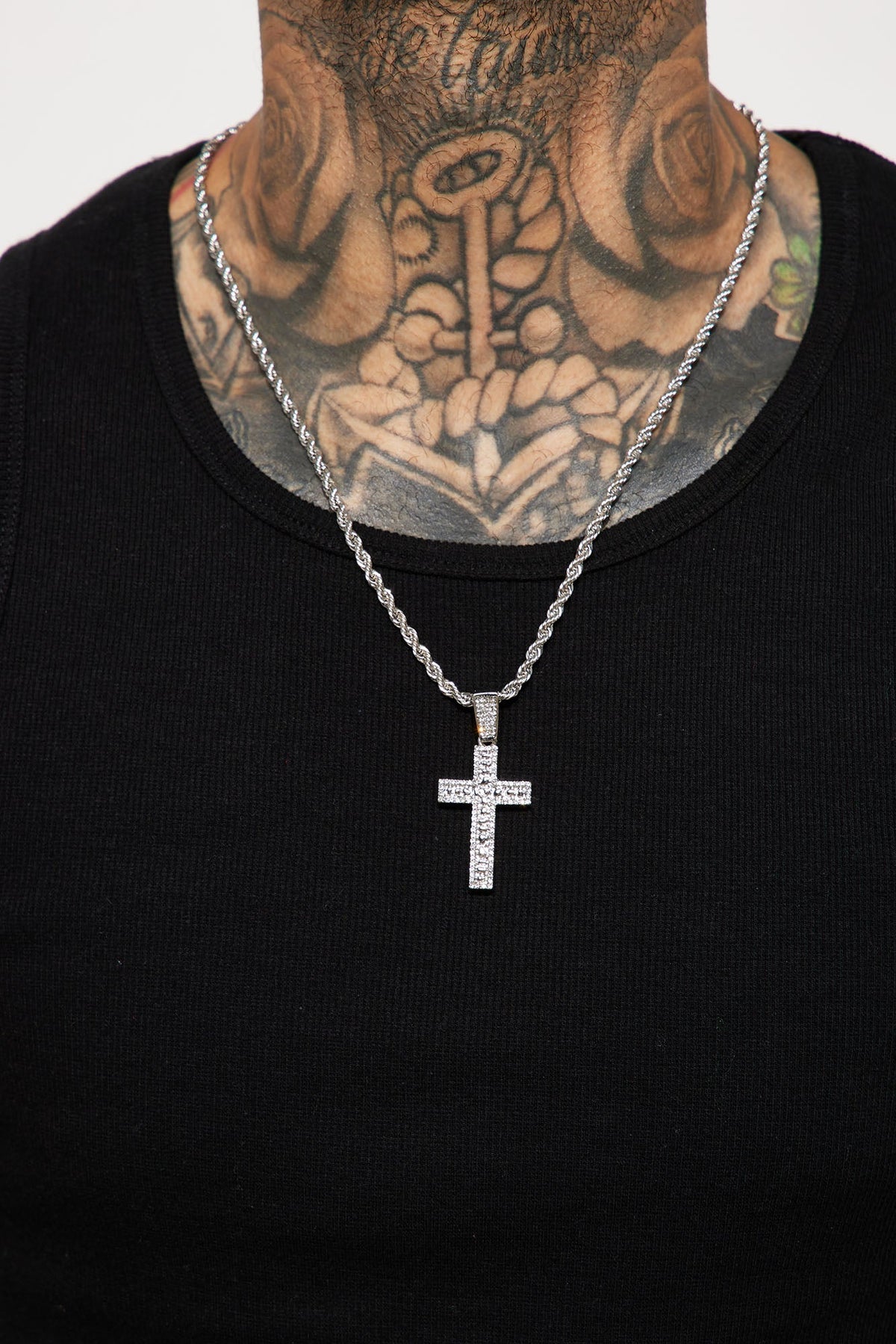 Nugget Cross Chain Necklace - Silver