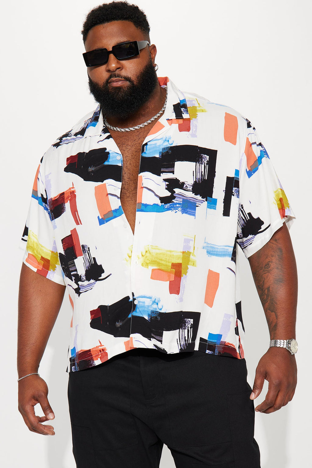 Brush Away Button Up Shirt - White/combo