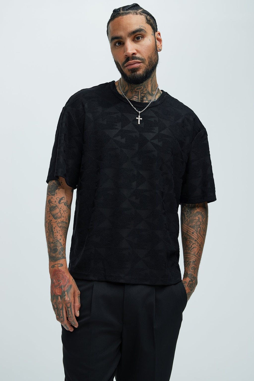 Binney Jacquard Relaxed Short Sleeve Tee - Black