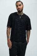Binney Jacquard Relaxed Short Sleeve Tee - Black