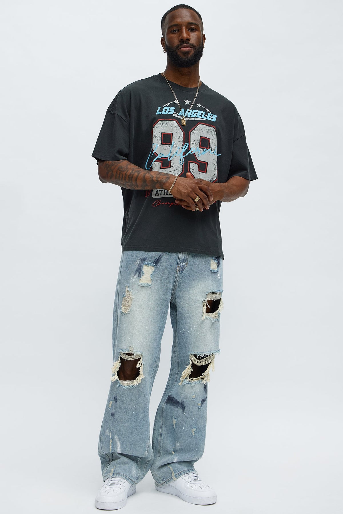 LA Athletics Team 99 Oversized Short Sleeve Tee - Black Wash