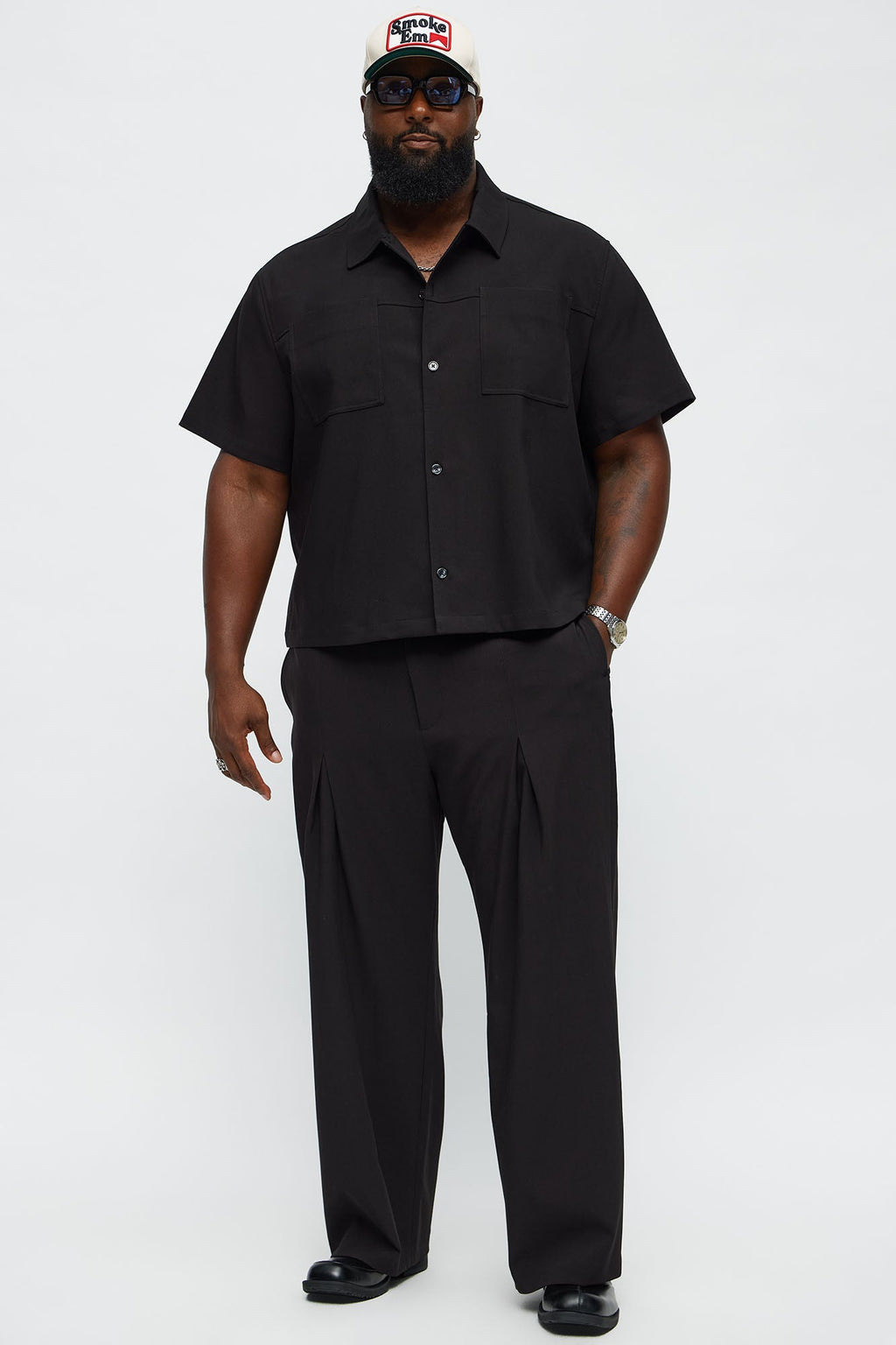 Ronan High Waisted Pleated Trousers - Black
