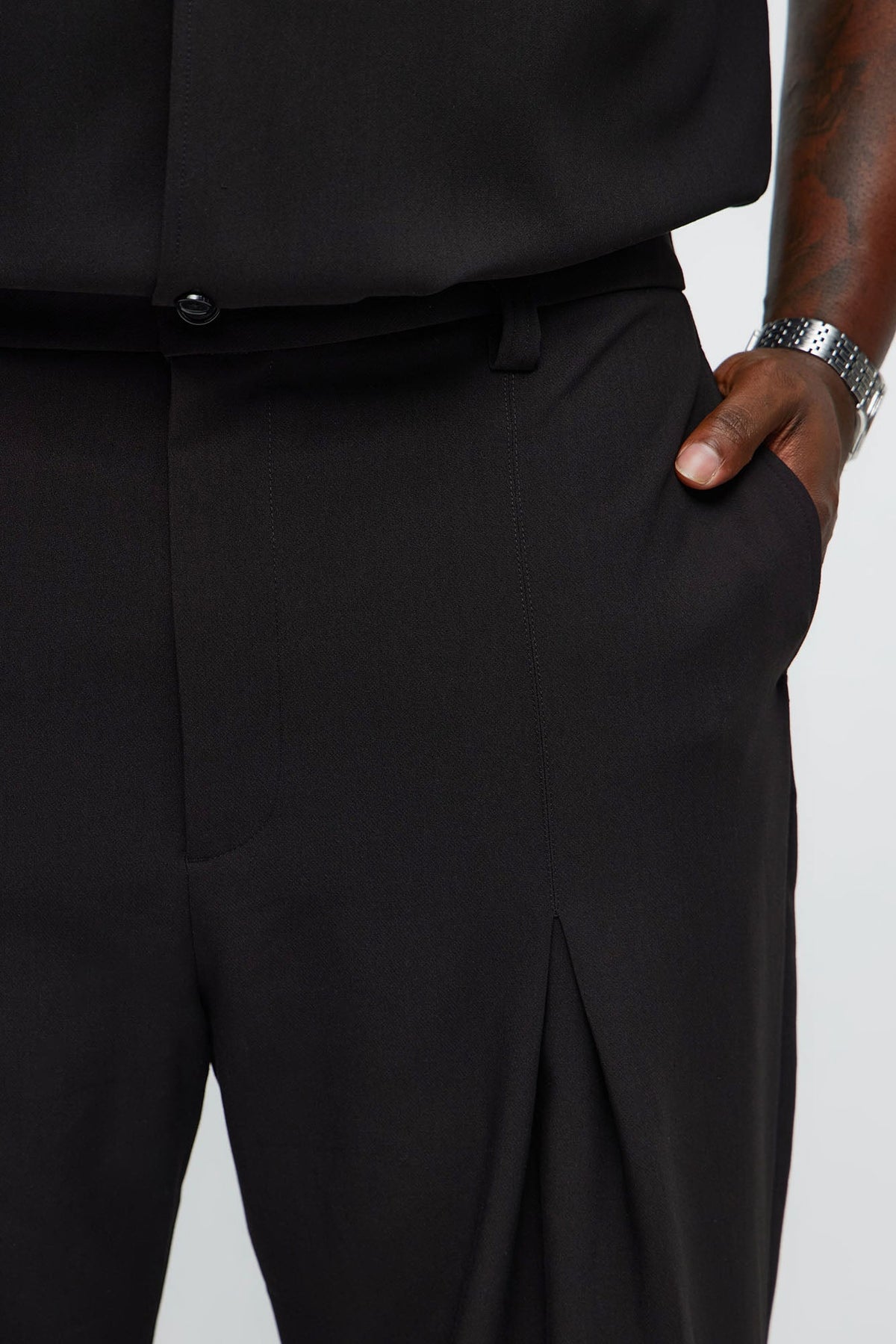 Ronan High Waisted Pleated Trousers - Black