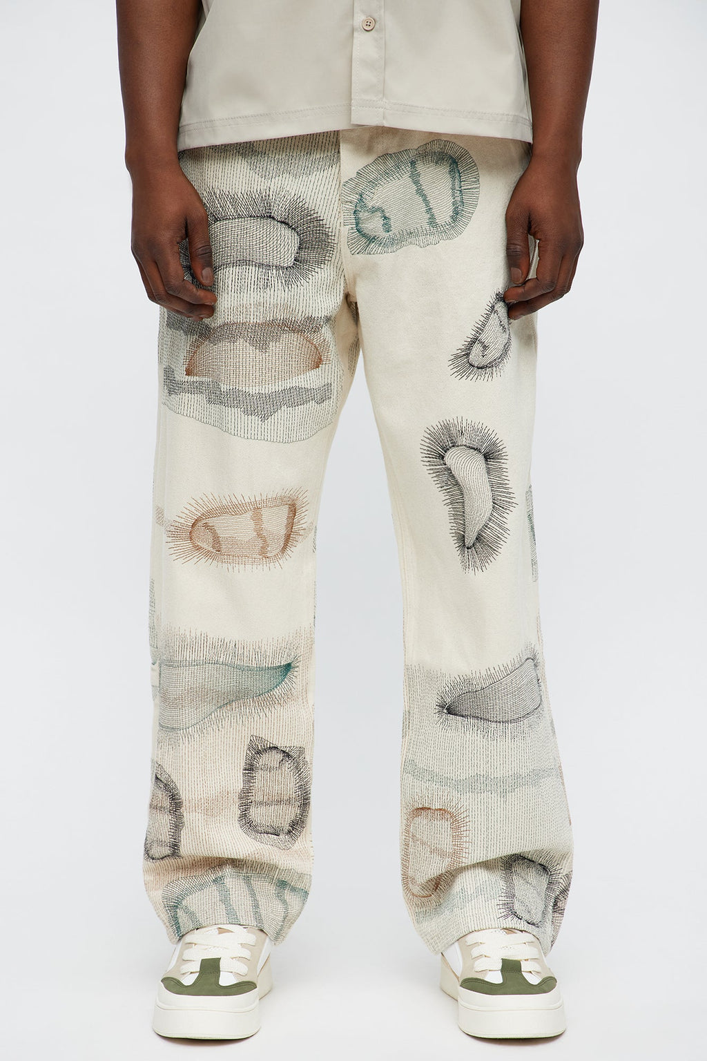 Century Repaired Baggy Jeans - Off White