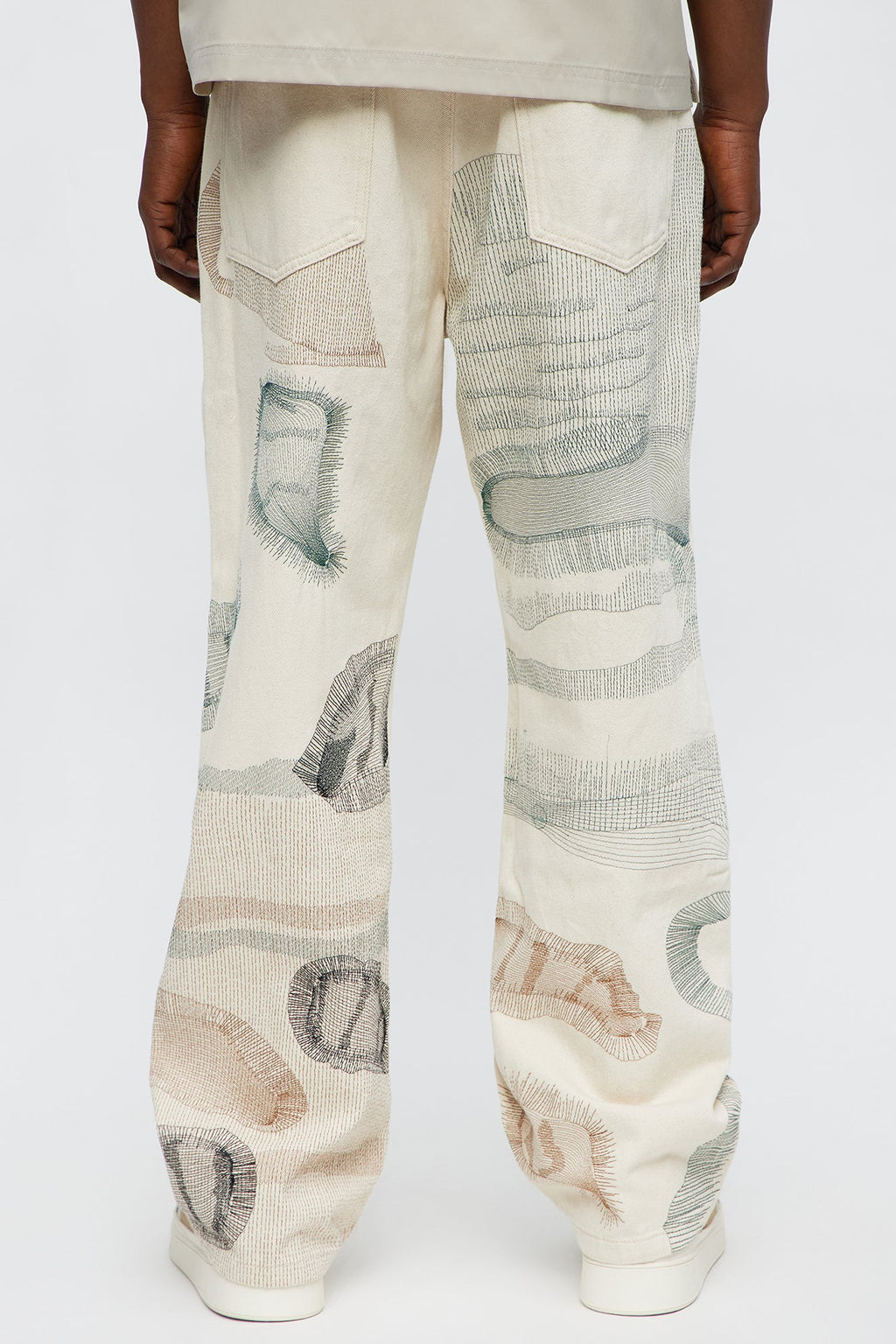 Century Repaired Baggy Jeans - Off White