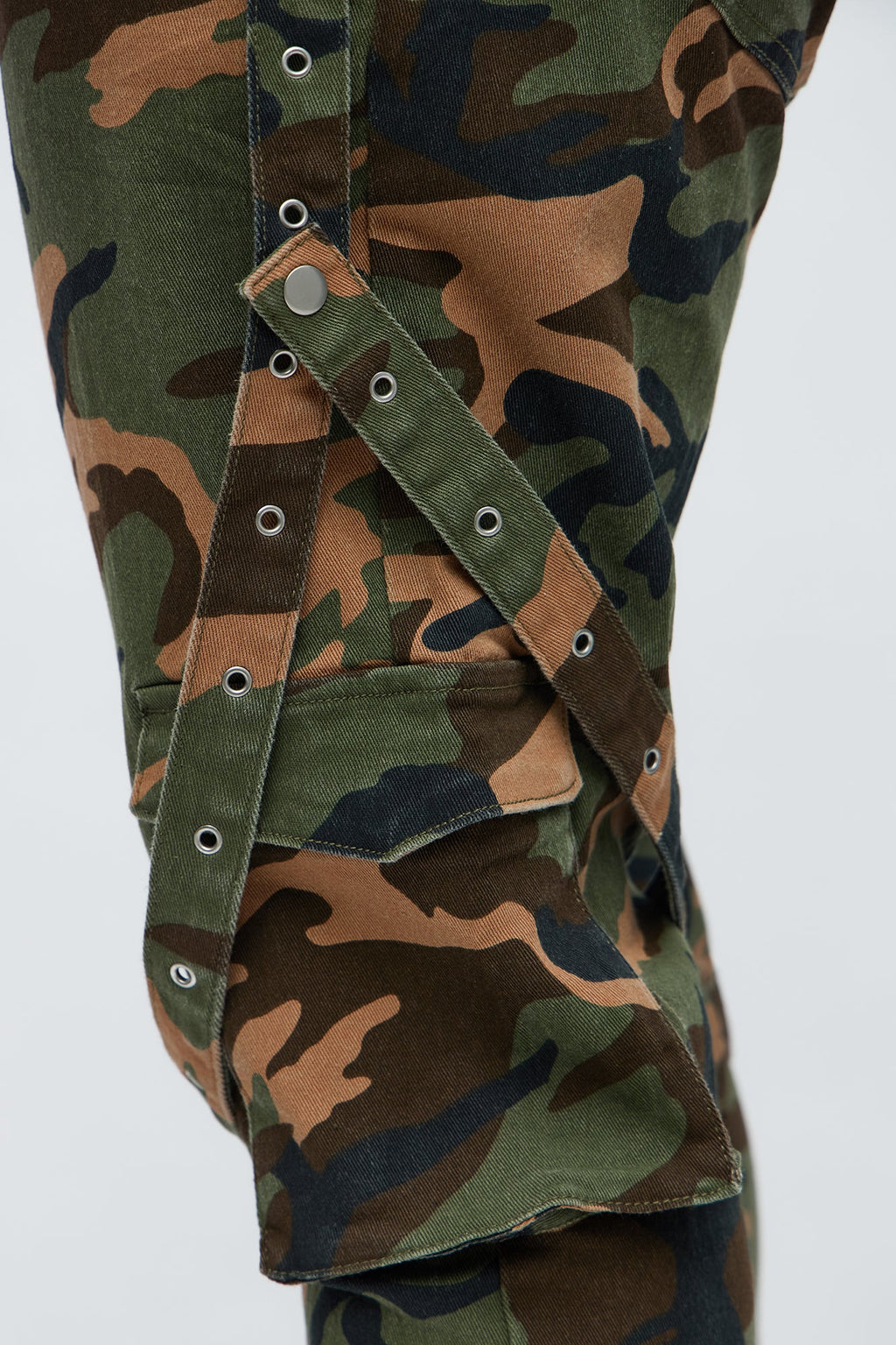 Strap Me Up Stacked Skinny Flare Jeans - Camouflage