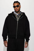 Tyson Oversized Heavyweight Zip Up - Black