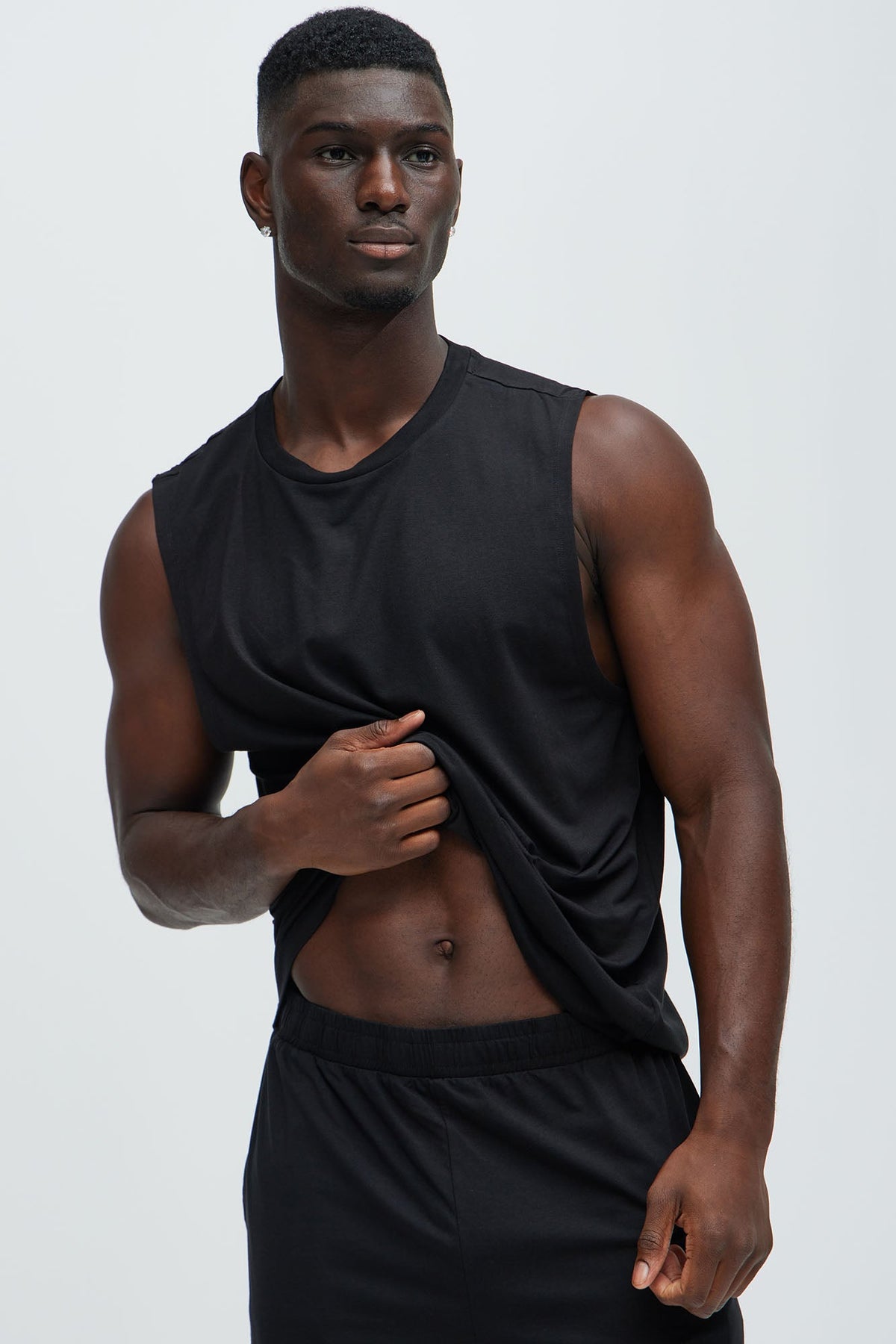Essential Modal Lounge Sleeveless Muscle Tee - Black